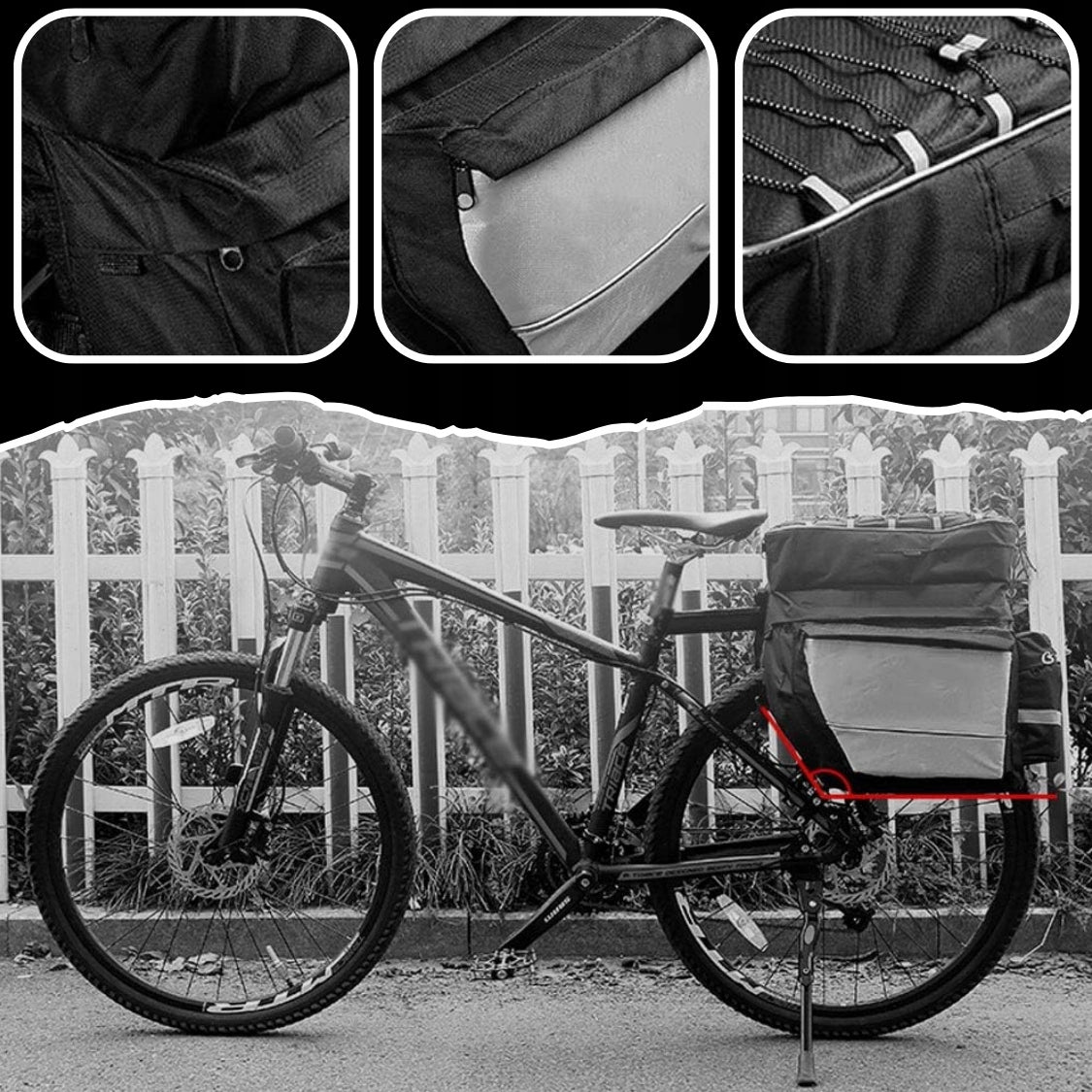 BICYCLE BAG POUCH for bicycle rack + COVER Kind rear