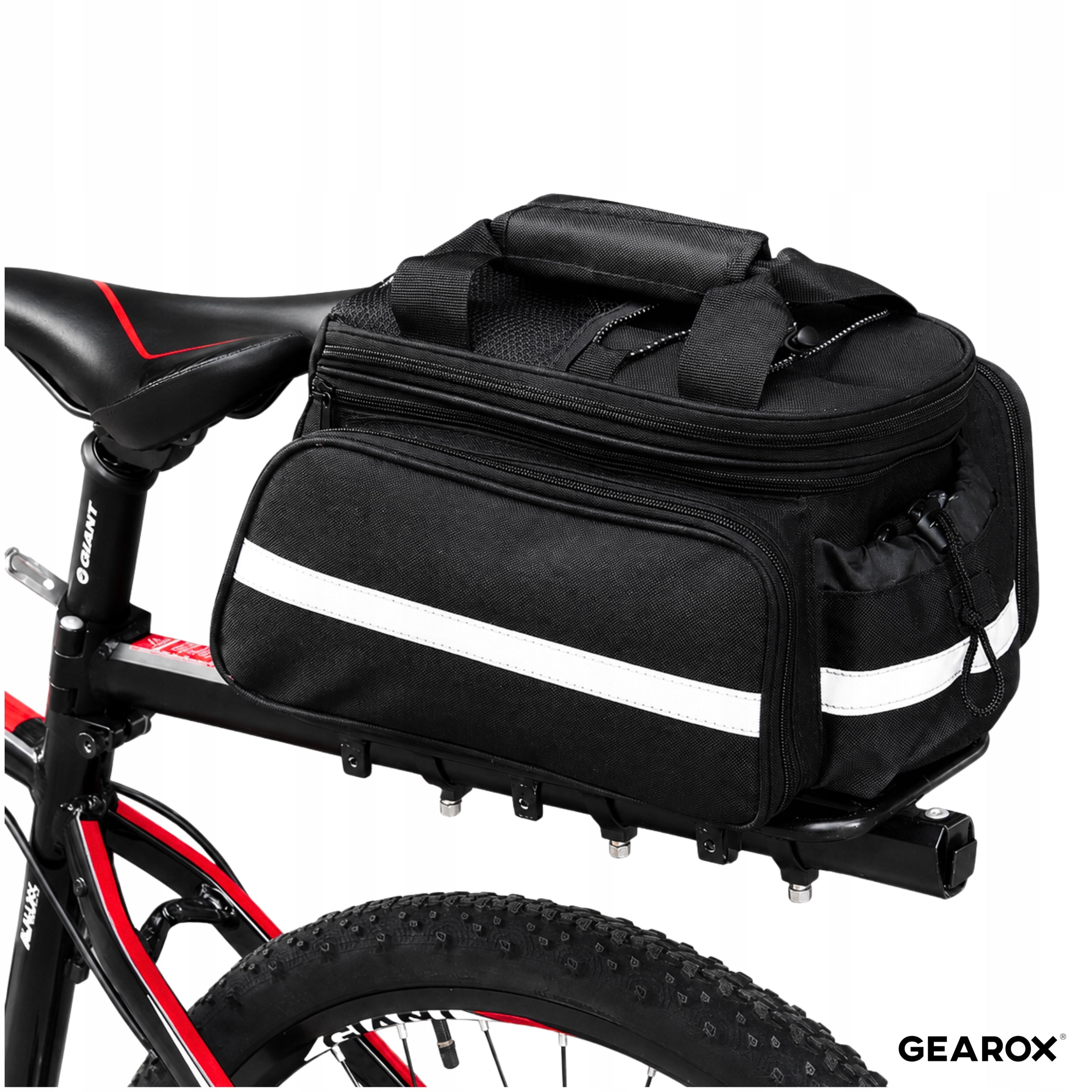 BICYCLE BAG RACK BICYCLE POUCH REFLECTIVE TRUNK ROOMY 30L Manufacturer code GEAROX TORBA SAKWA ROWEROWA 30L CZARNA
