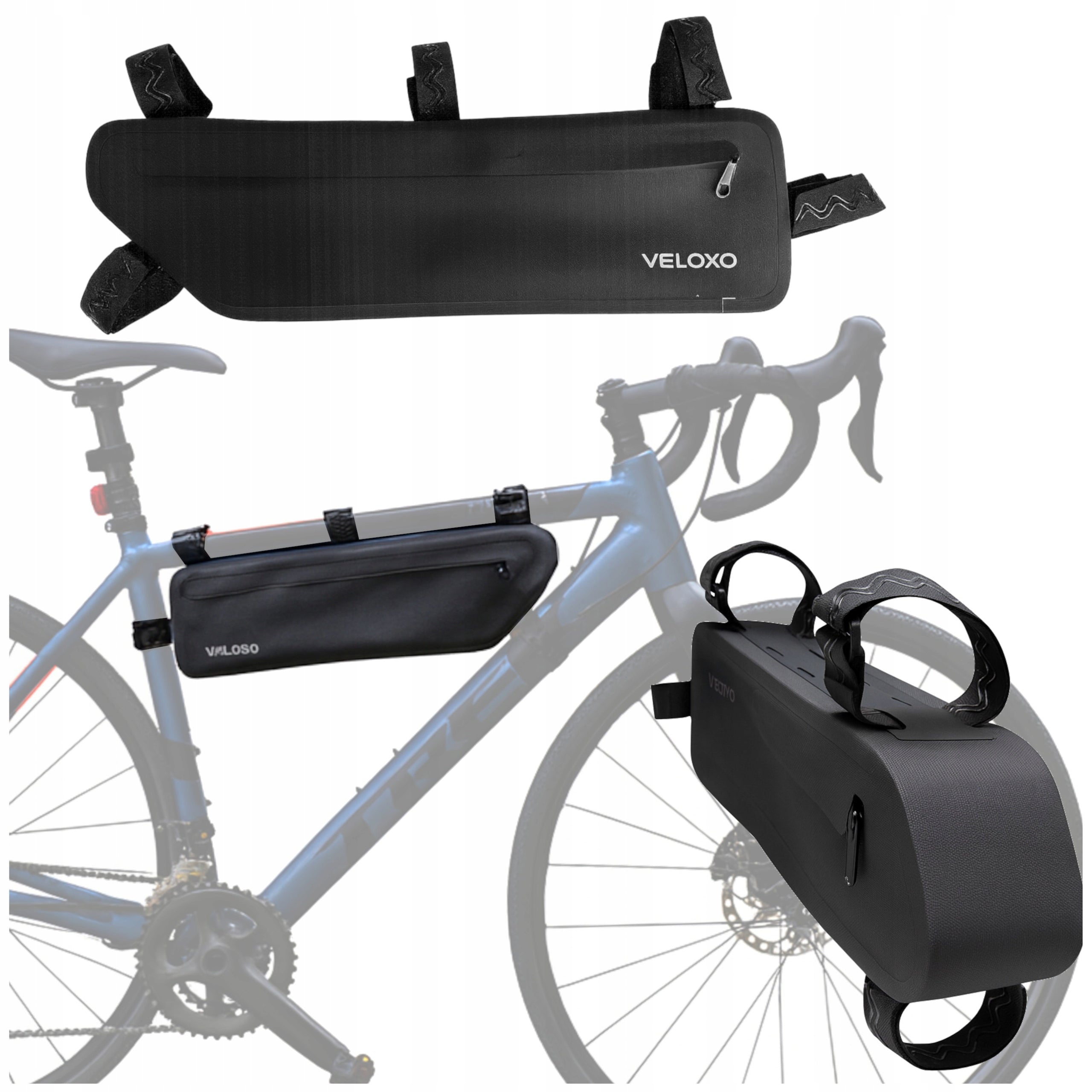 BICYCLE BAG TRIANGLE WATERPROOF VELOXO FLIPPER ON/UNDER FRAME 4L