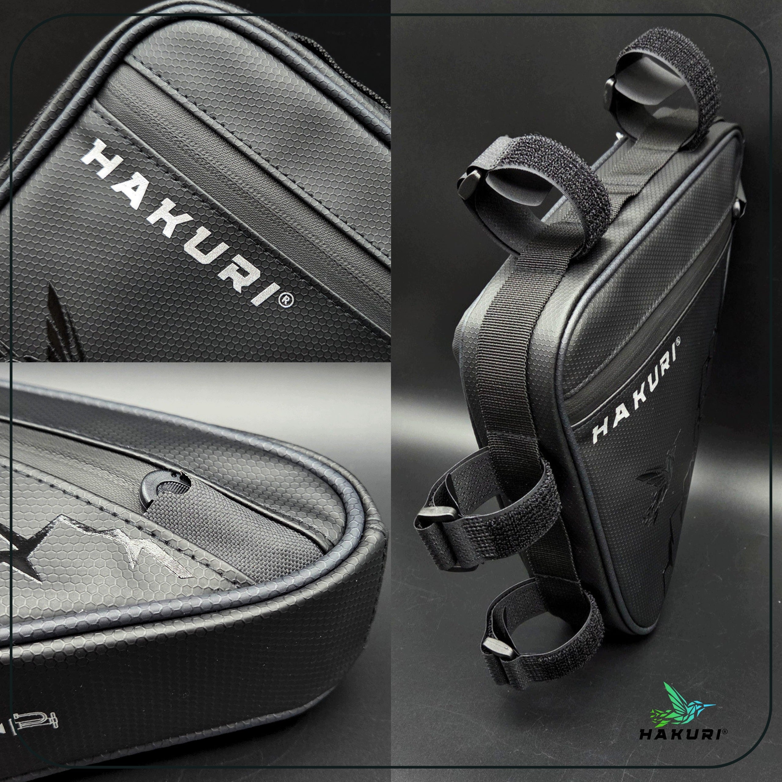 BICYCLE BAG TRIANGULAR POUCH FOR FRAME 1.5L WATERPROOF LIGHTWEIGHT MTB Hakuri Packaging status original