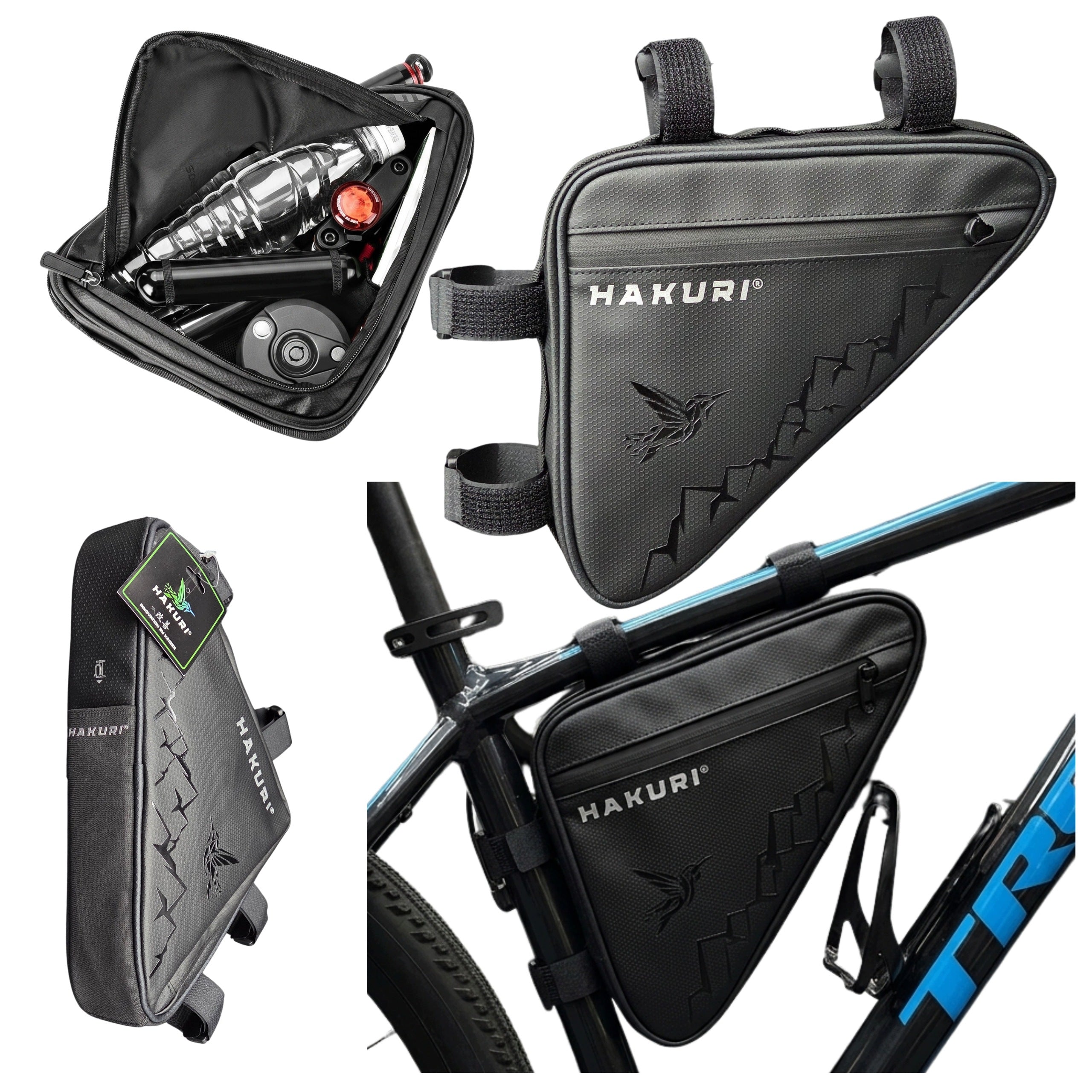 BICYCLE BAG TRIANGULAR POUCH FOR FRAME 1.5L WATERPROOF LIGHTWEIGHT MTB Hakuri