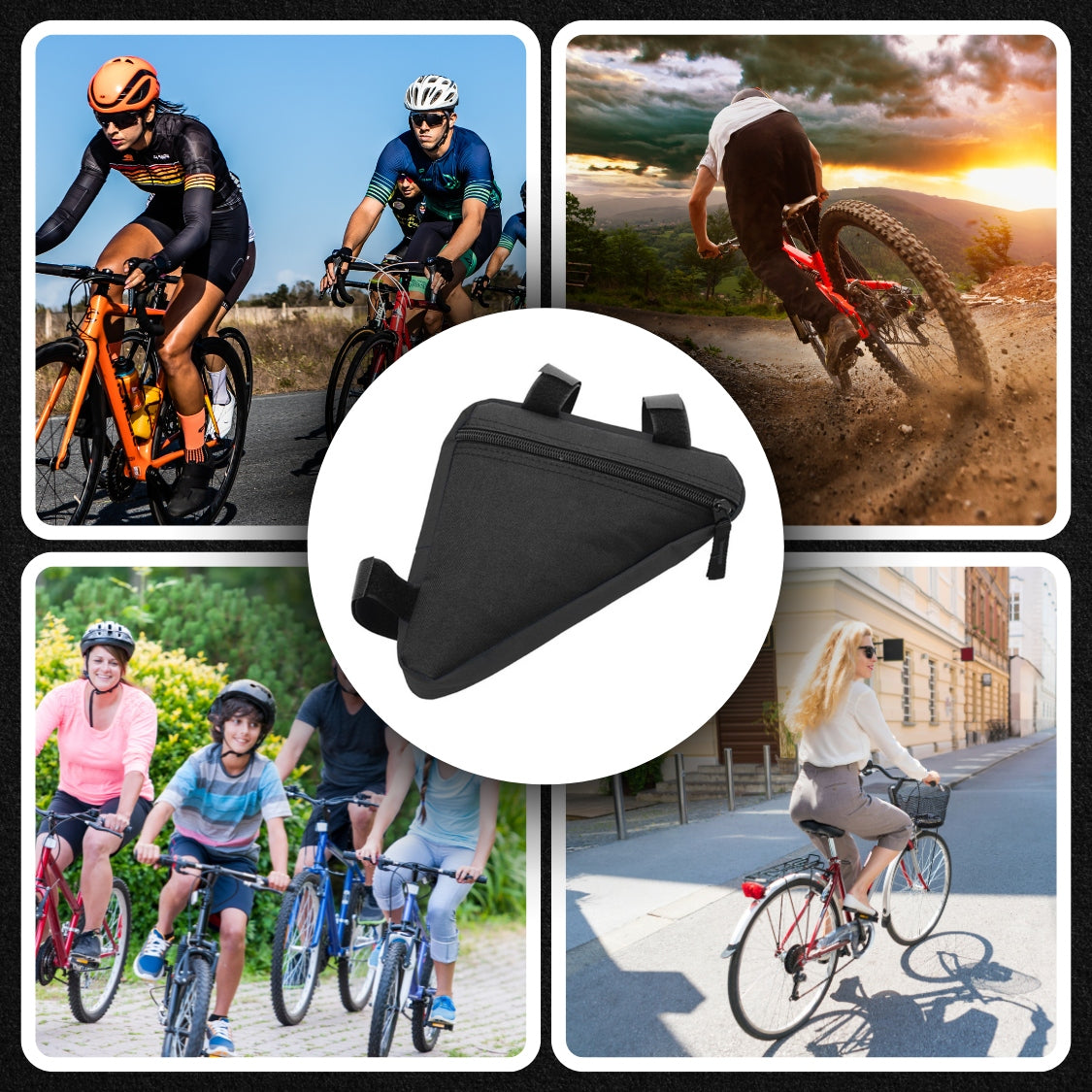 BICYCLE BAG UNDER THE FRAME POUCH TRIANGLE KEY CASE PHONE WATERPROOF Color black