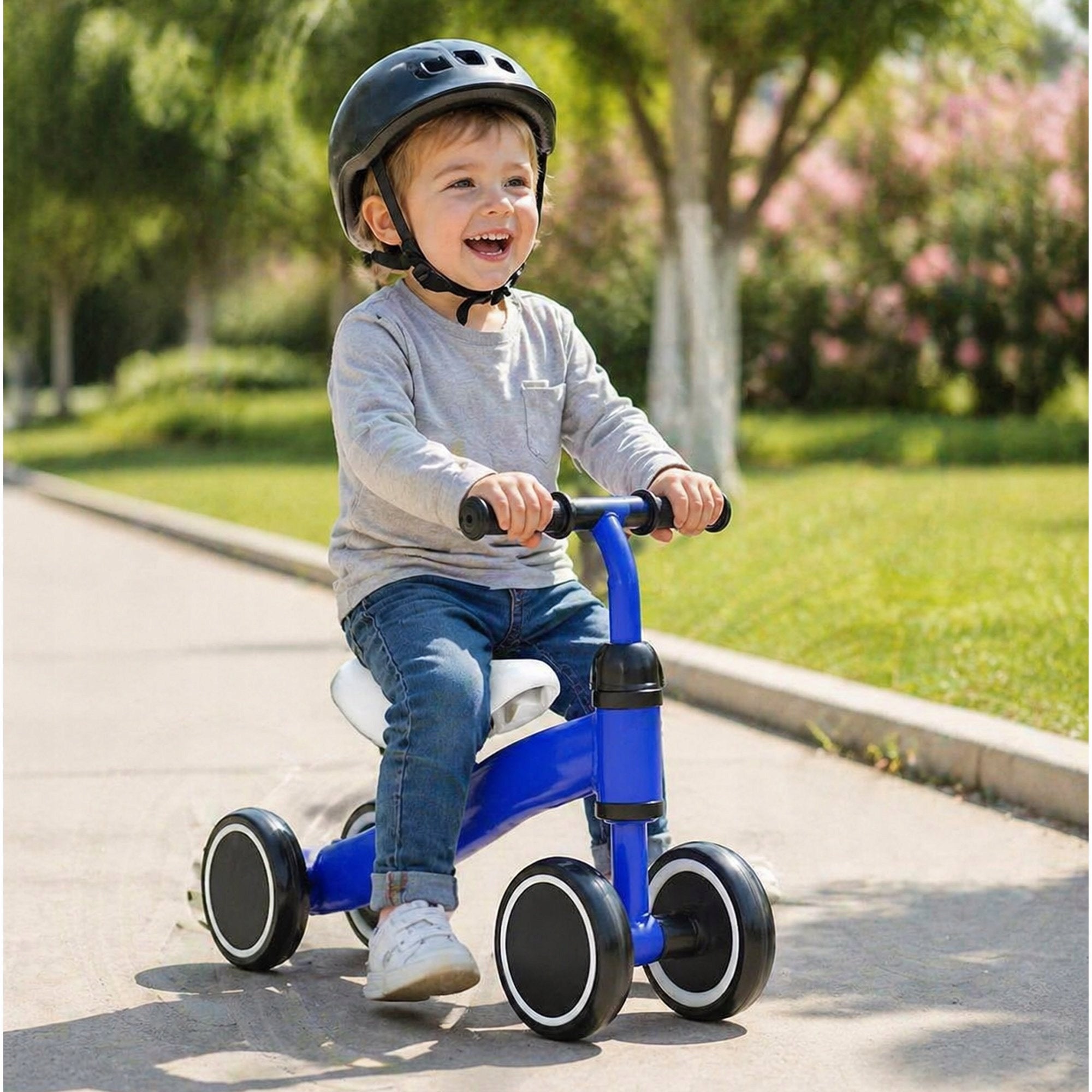 BICYCLE BALANCE BIKE CHILDREN'S WALKER RIDE-ON FOR CHILDREN LIGHT 4 WHEELS Color blue