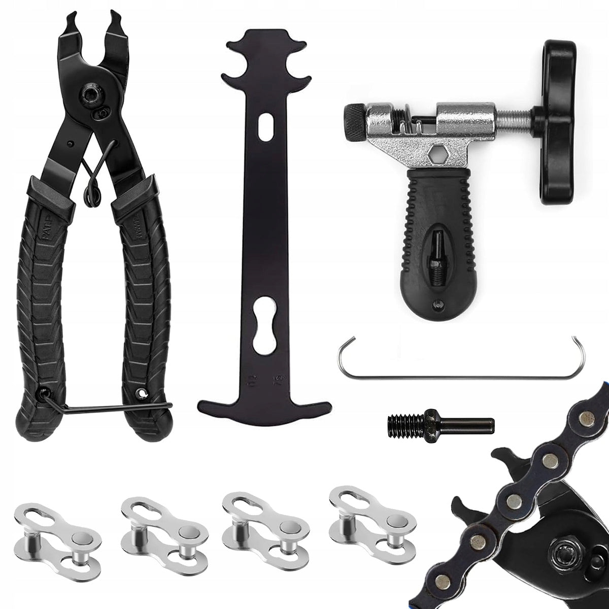 BICYCLE CHAIN REPAIR KIT CAPPER METER PLIERS