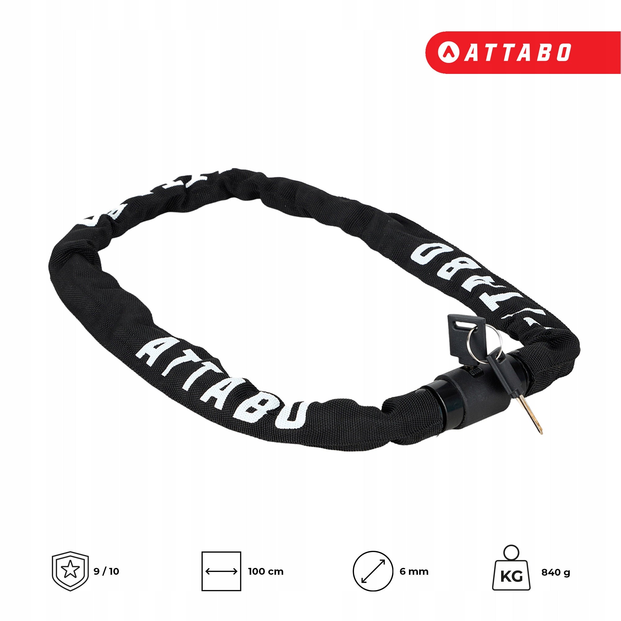 BICYCLE CLASP BICYCLE CHAIN KEY PROTECTION ATTABO C.100 CM Manufacturer code ATB-B5I074-BK