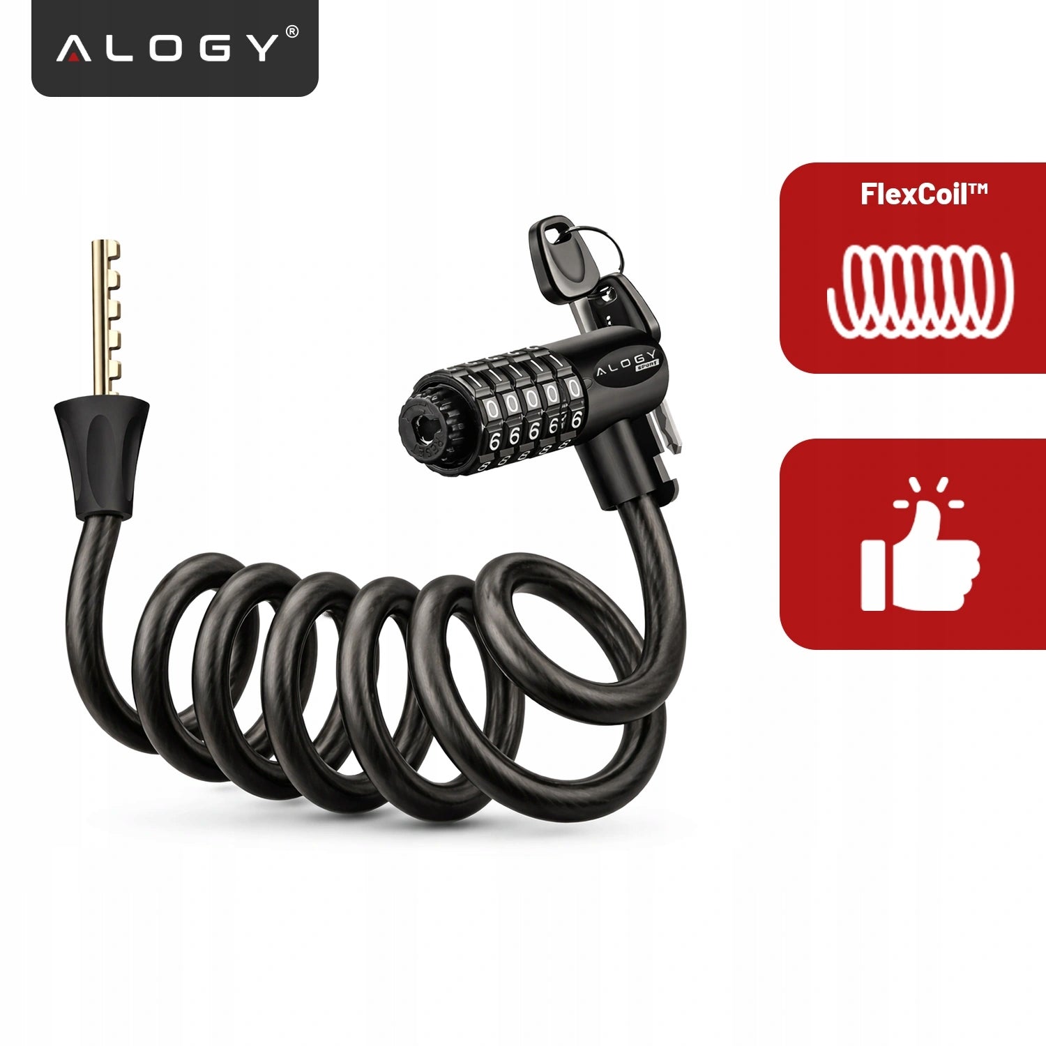 BICYCLE CLASP CABLE 120cm 10mm 2IN1 CODE AND KEY LOCK WITH HANDLE Lock type per code