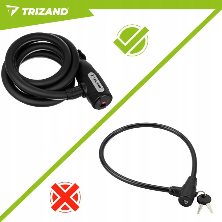 BICYCLE CLASP CABLE 150cmSTRONG SECURITY BICYCLE LOCK 2x KEY Brand Trizand