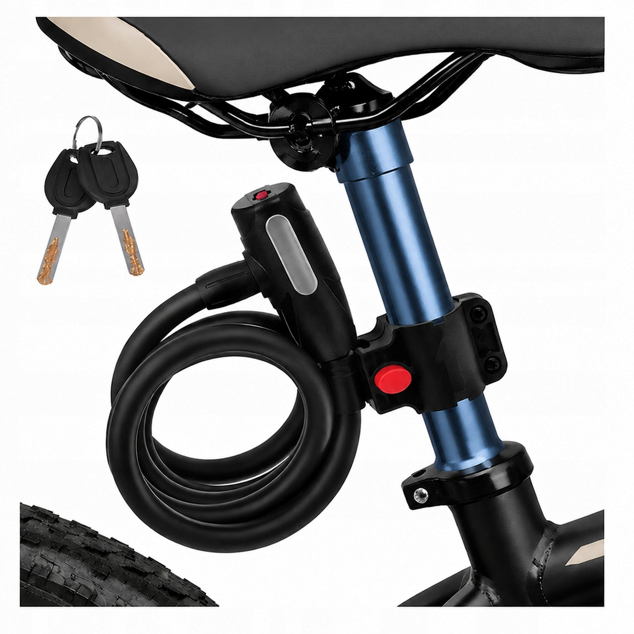 BICYCLE CLASP CABLE 150cmSTRONG SECURITY BICYCLE LOCK 2x KEY