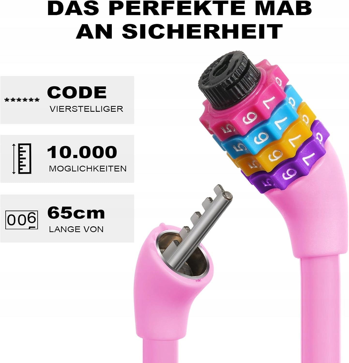 BICYCLE CLASP CABLE 65 CM COMBINATION LOCK 4-DIGIT PINK Brand no brand