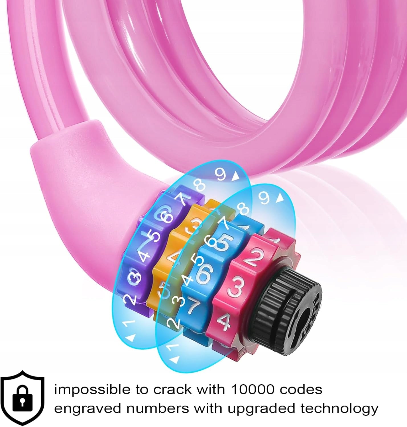 BICYCLE CLASP CABLE 65 CM COMBINATION LOCK 4-DIGIT PINK Weight 1 g
