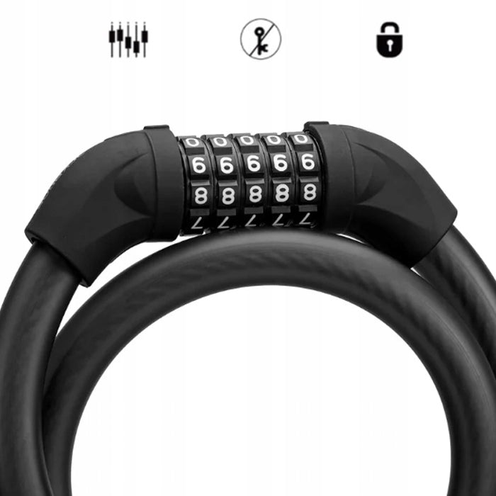 BICYCLE CLASP LOCK SECURING CABLE FOR BICYCLE SCOOTER CIPHER CODE Model RKS870-BK