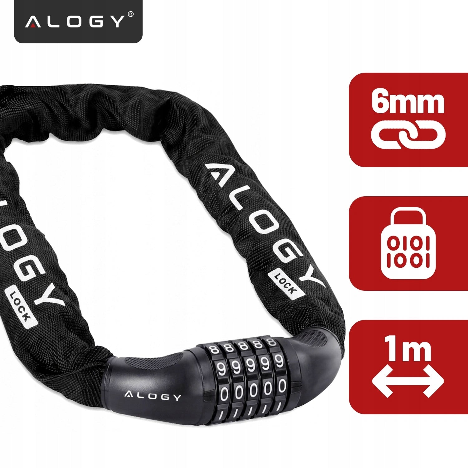 BICYCLE CLASP SECURITY LOCK FOR BIKE CIPHER CODE STRONG CHAIN Manufacturer code Mocne Zapięcie roweru 1000/6V 77778