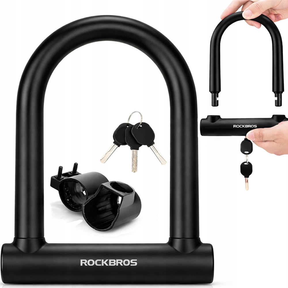 BICYCLE CLASP U-LOCK SHACKLE LOCK FOR BICYCLE WITH KEY STEEL + HANDLE