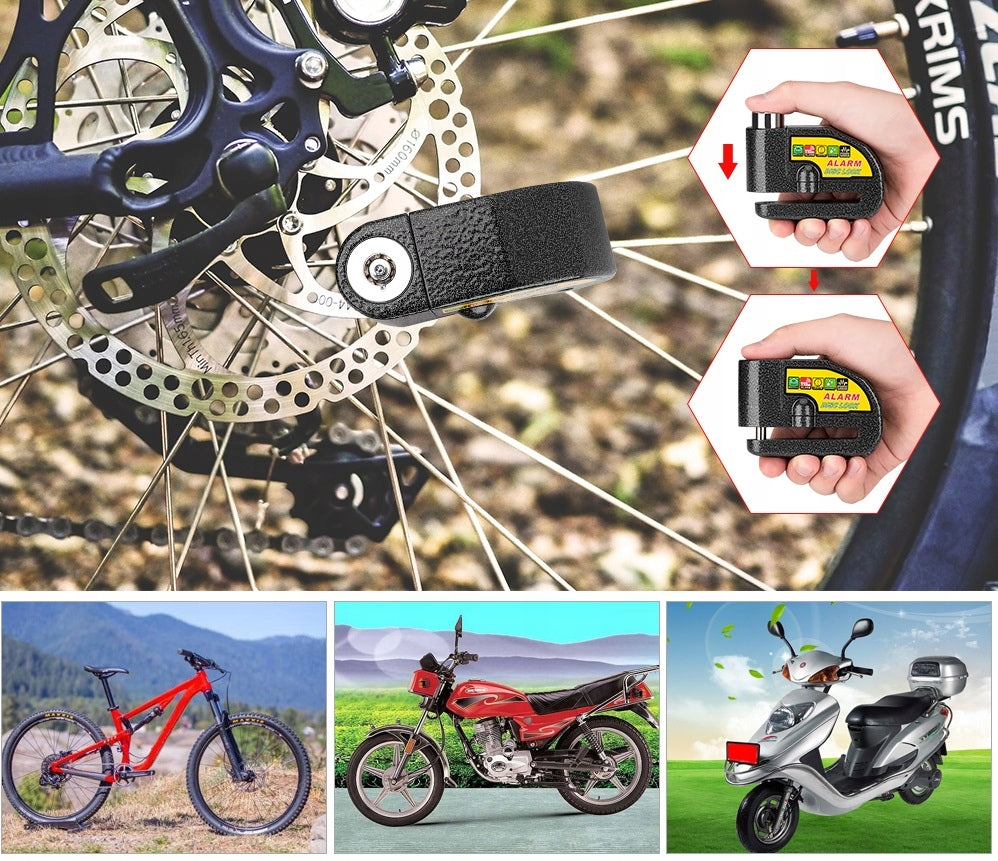 BICYCLE DISC LOCK WITH DISC LOCK ALARM LOUD BIKE SCOOTER Brand no brand