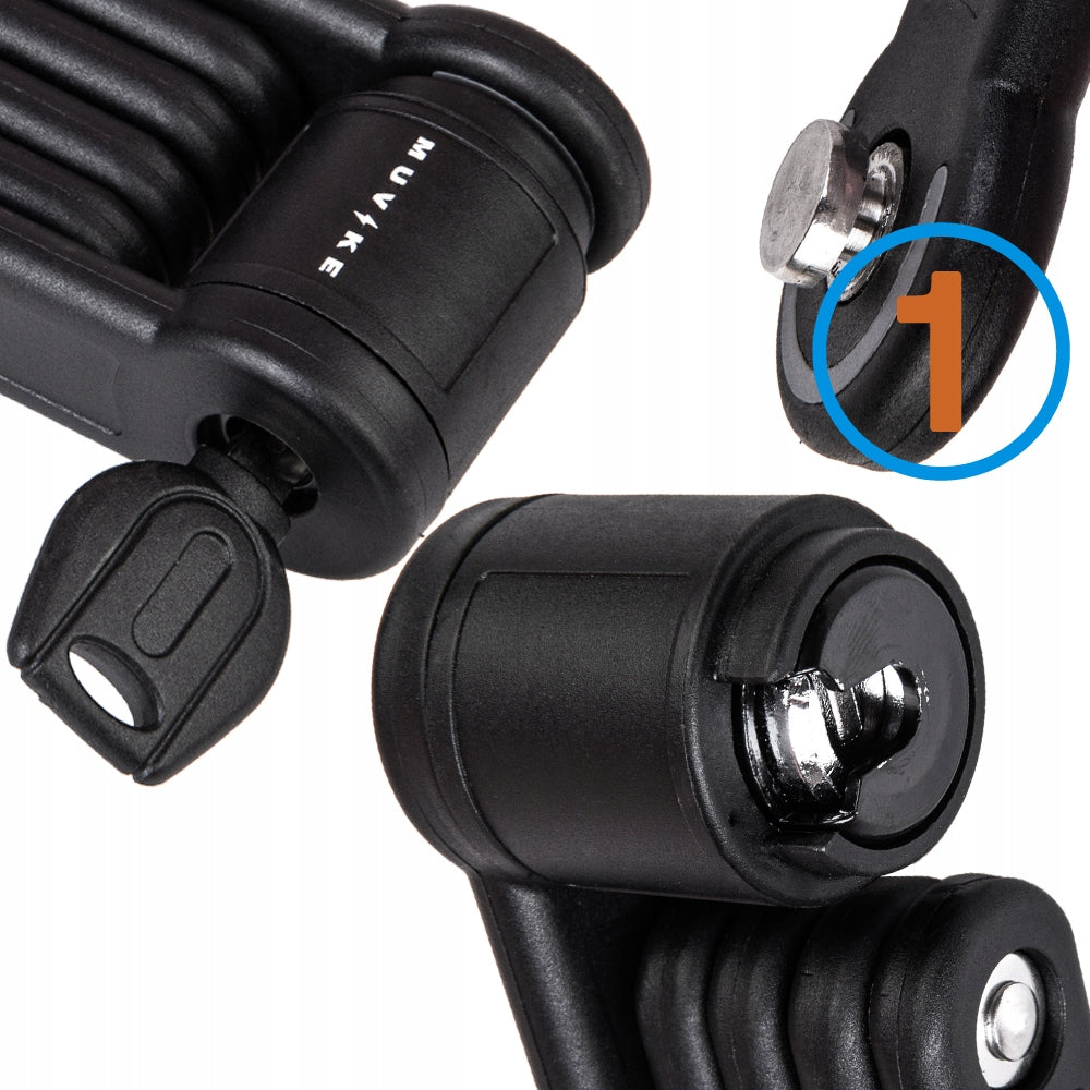 BICYCLE FOLDING CLASP 85cm 8mm WITH KEY HOLDER MUVIKE FOLD 850/8K Manufacturer code Zapięcie rowerowe