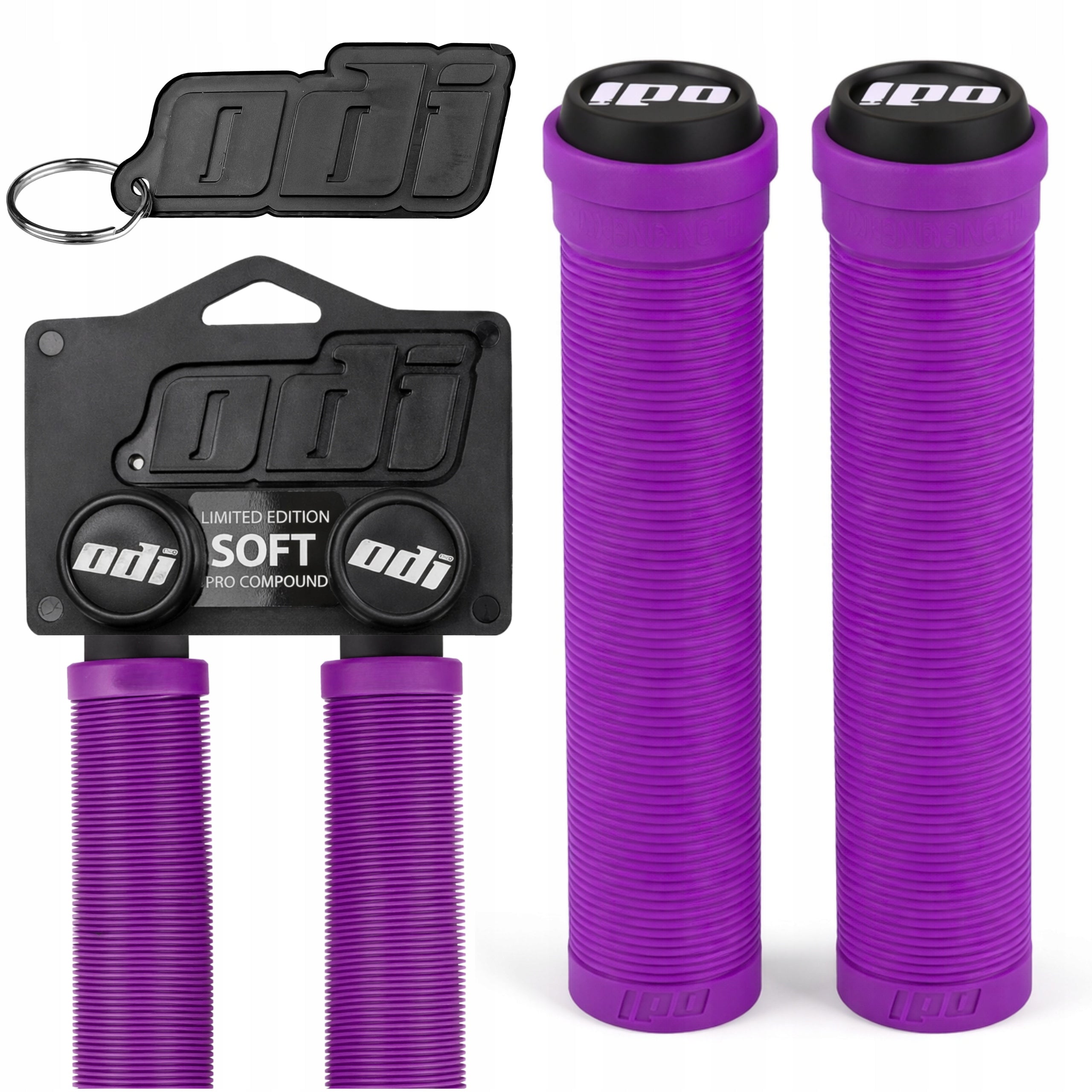 BICYCLE GRIPS FOR HANDLEBARS ODI SOFT LONGNECK GRIP RUBBER GRIPS PURPLE