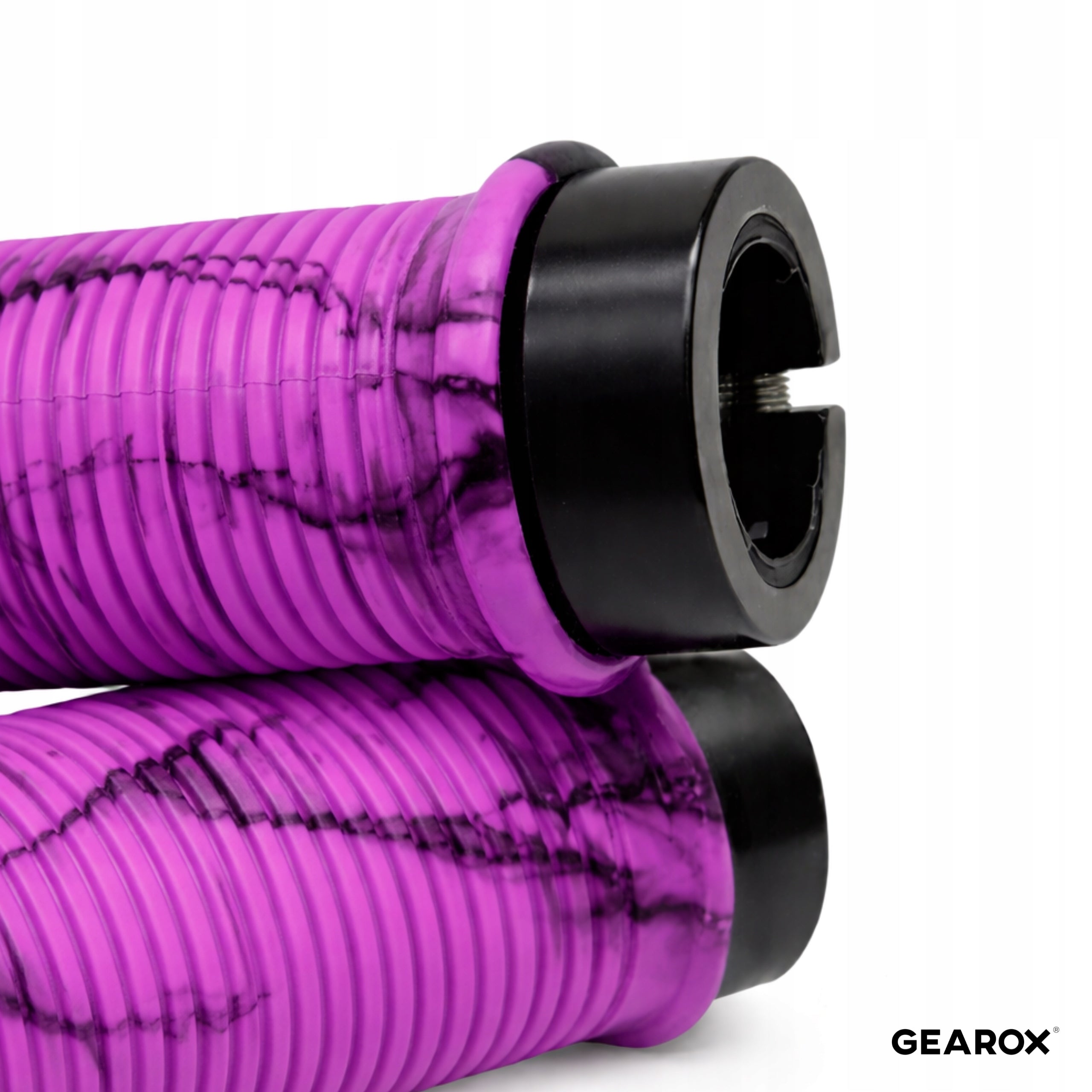 BICYCLE GRIPS FOR HANDLEBARS SHOCK-ABSORBING NON-SLIP RUBBER PURPLE Model Gearox GRIPY DO ROWERU UCHWYTY RĄCZKI NAKŁADKI