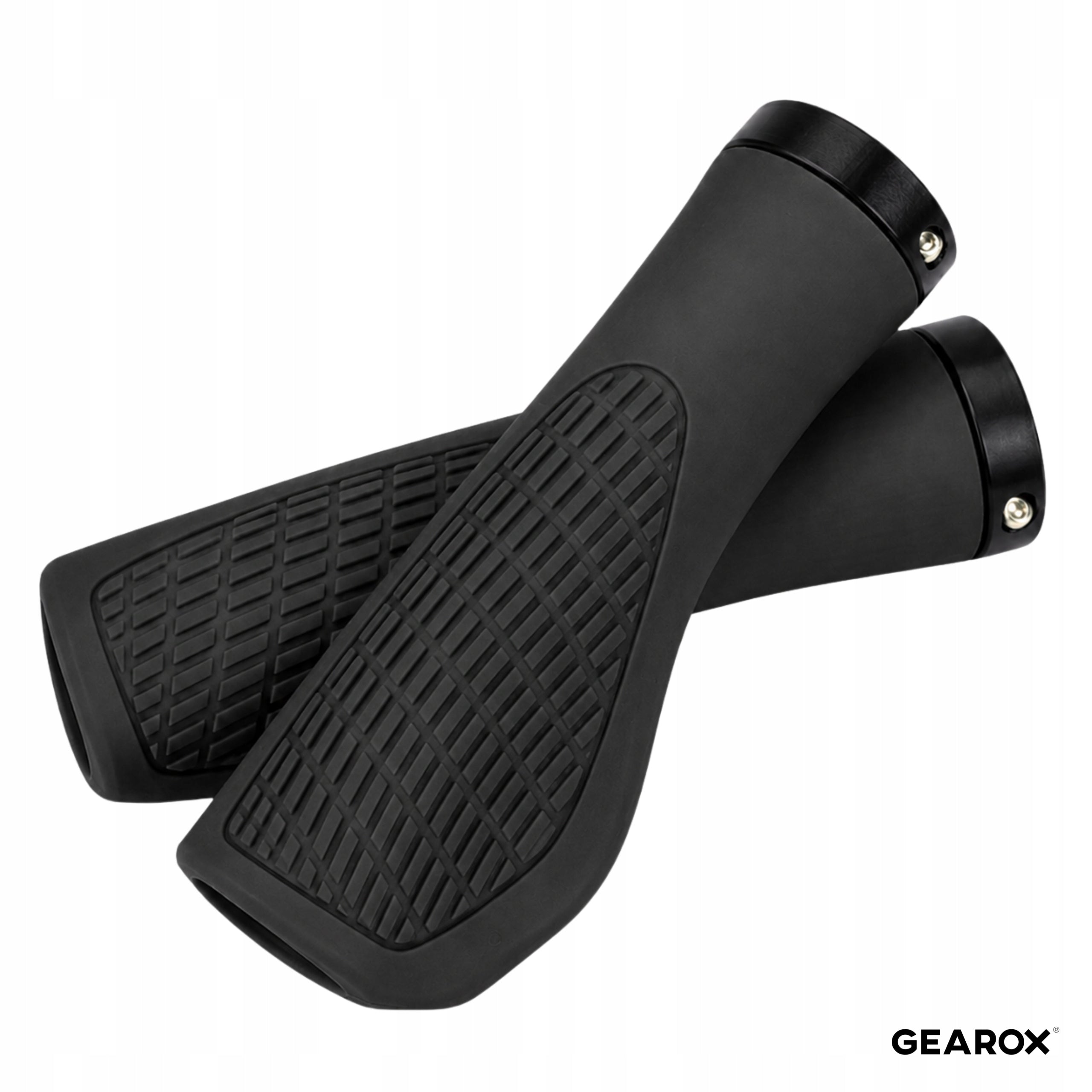 BICYCLE GRIPS HANDLES FOR BIKE COMFORTABLE NON-SLIP 2PCS BLACK Manufacturer code Gearox RĄCZKI DO ROWERU UCHWYTY GUMOWE