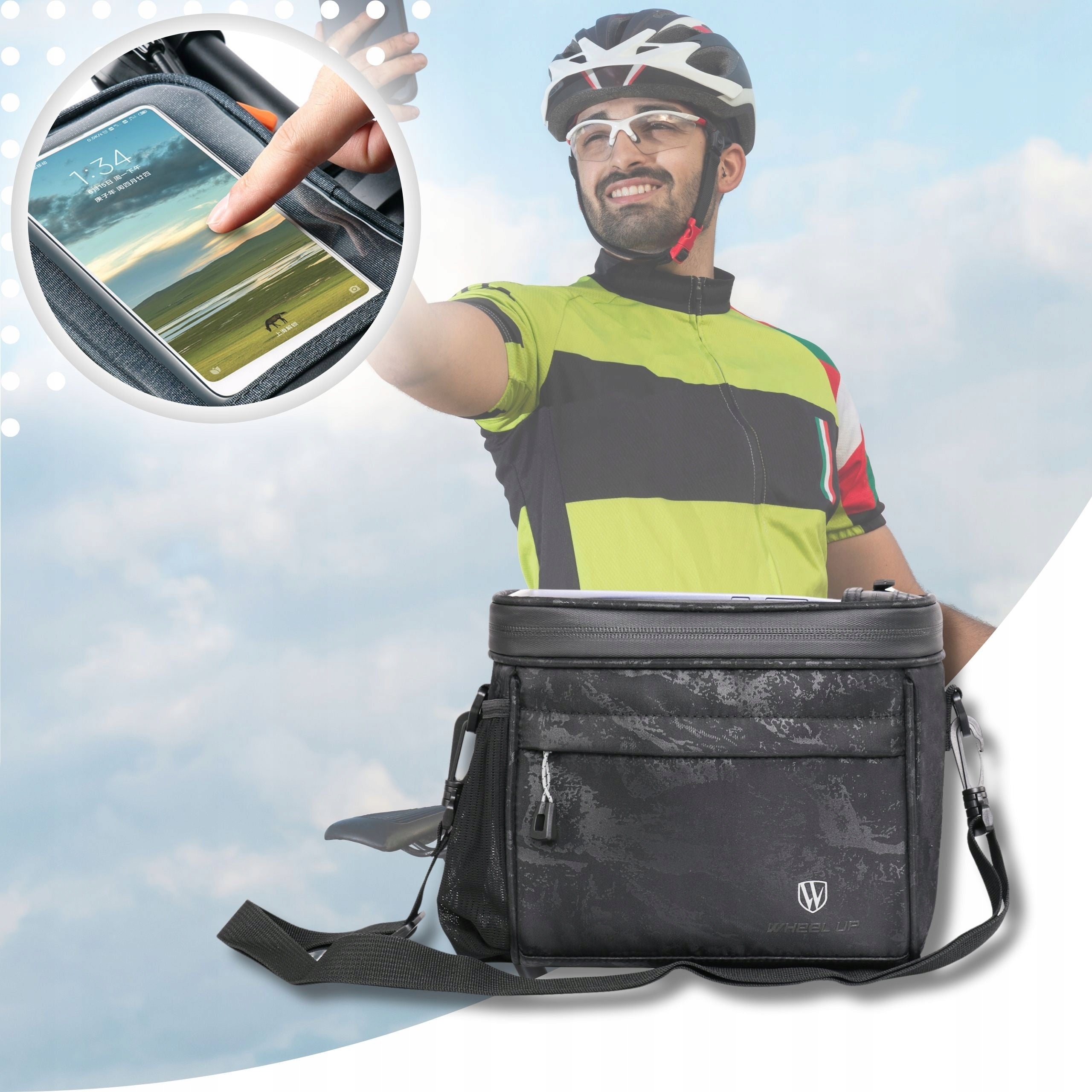BICYCLE HANDLEBAR POUCH BICYCLE BAG MEN'S SHOULDER BAG WITH STRAP Brand Wheel-Up