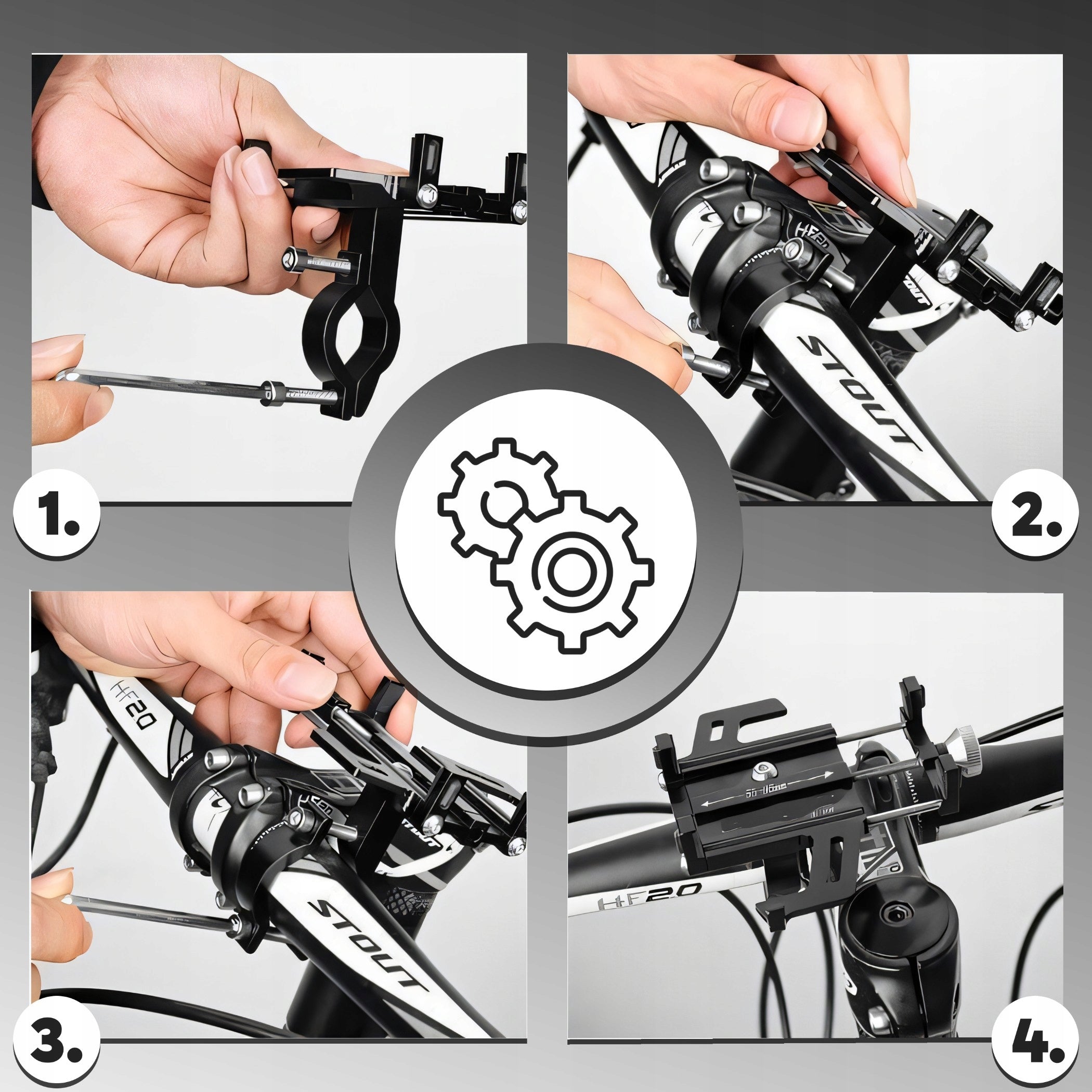 BICYCLE HOLDER STRONG ALUMINUM UNIVERSAL FOR SCOOTER PHONE MOTOR Product weight with unit packaging 0.8 kg