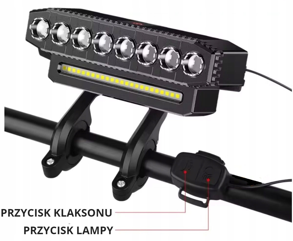 BICYCLE HORN BELL WITH POWERFUL 8 LED+20 SMD USB LAMP Packaging status original