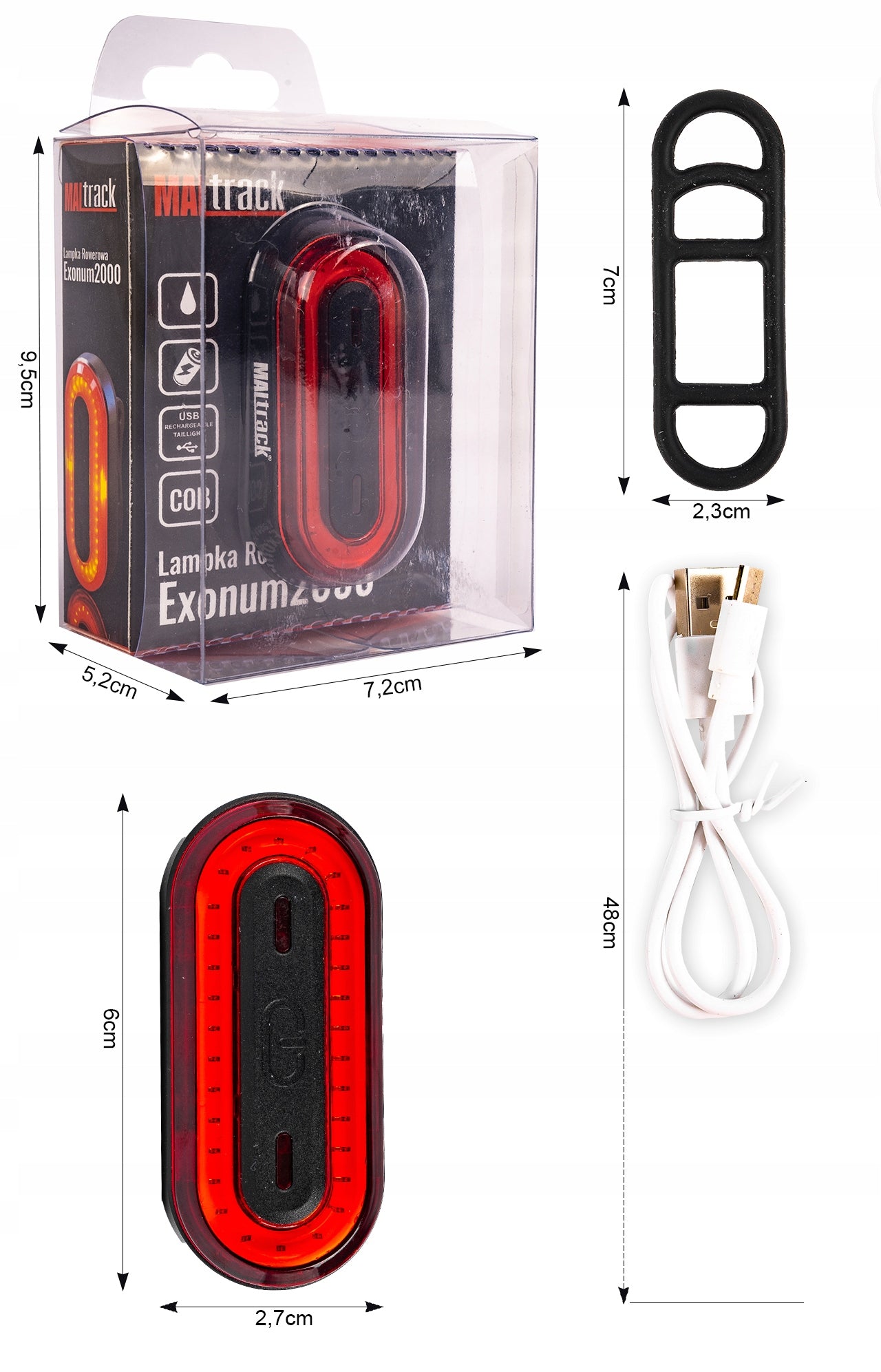 BICYCLE LIGHT FOR BIKE LED USB WATERPROOF USB BATTERY FOR REAR 100LM Packaging status original