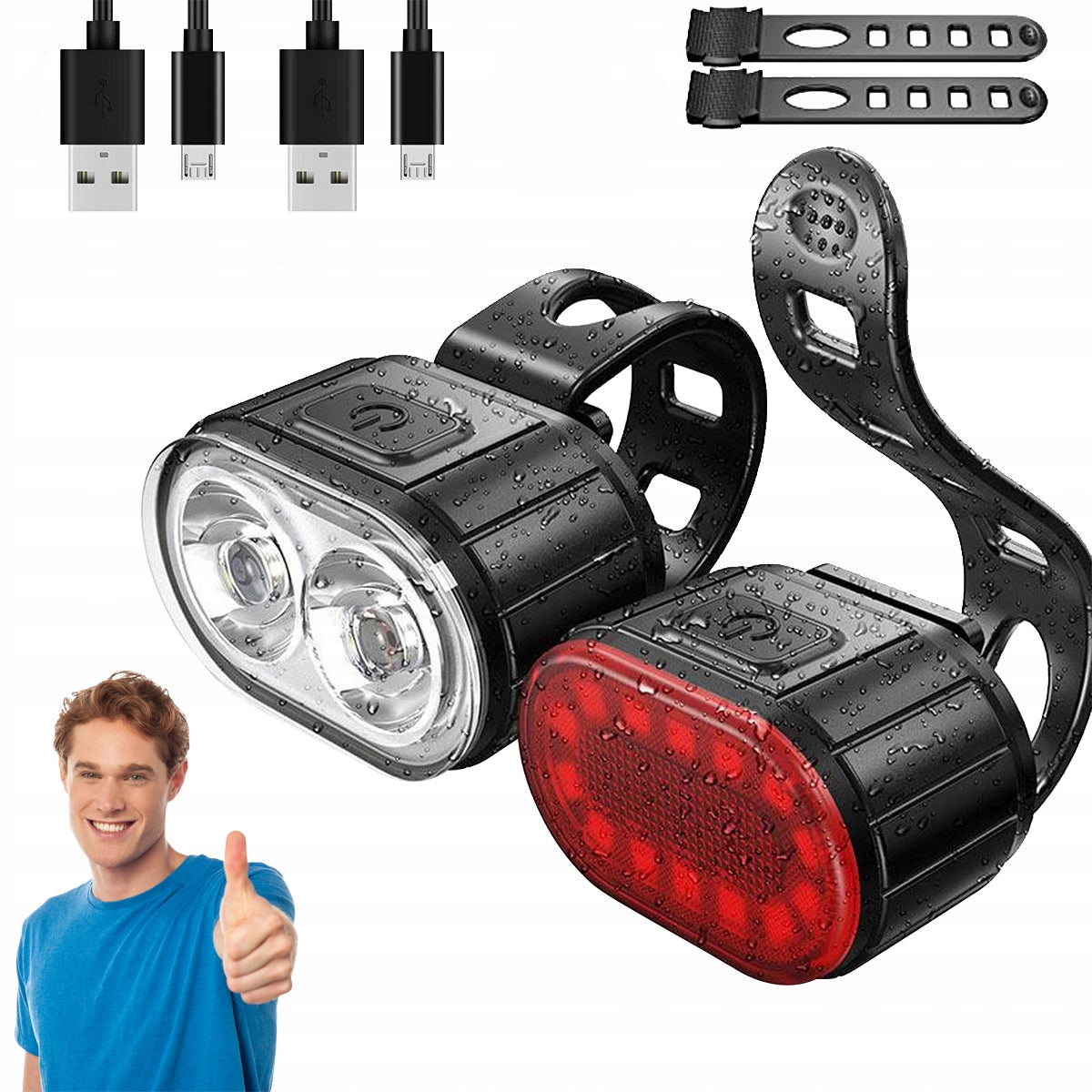 BICYCLE LIGHT FRONT AND REAR LED LIGHT FOR BICYCLE HANDLEBAR STRONG USB