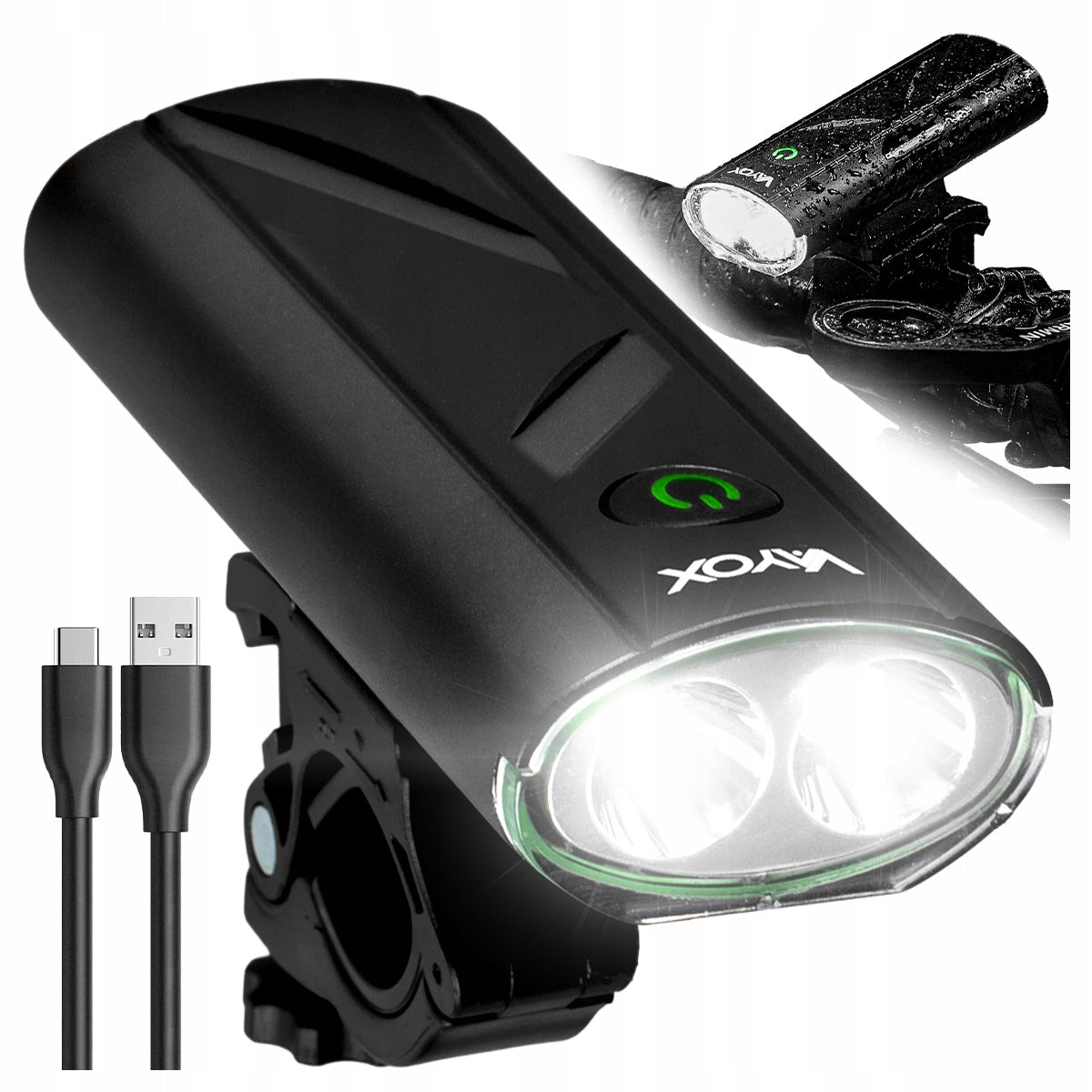 BICYCLE LIGHT FRONT BICYCLE LIGHTING LED LAMP USB-C 260lm VAYOX