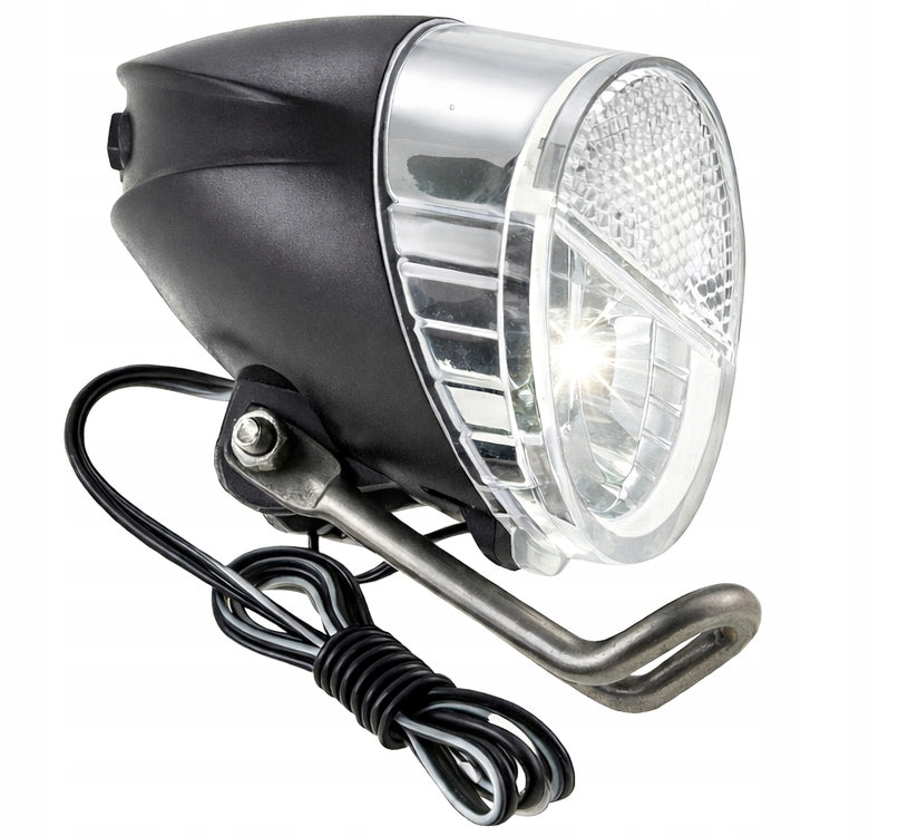 BICYCLE LIGHT FRONT LED 60 lm DYNAMO GENERATOR WITH SUPPORT Manufacturer code JY-7006
