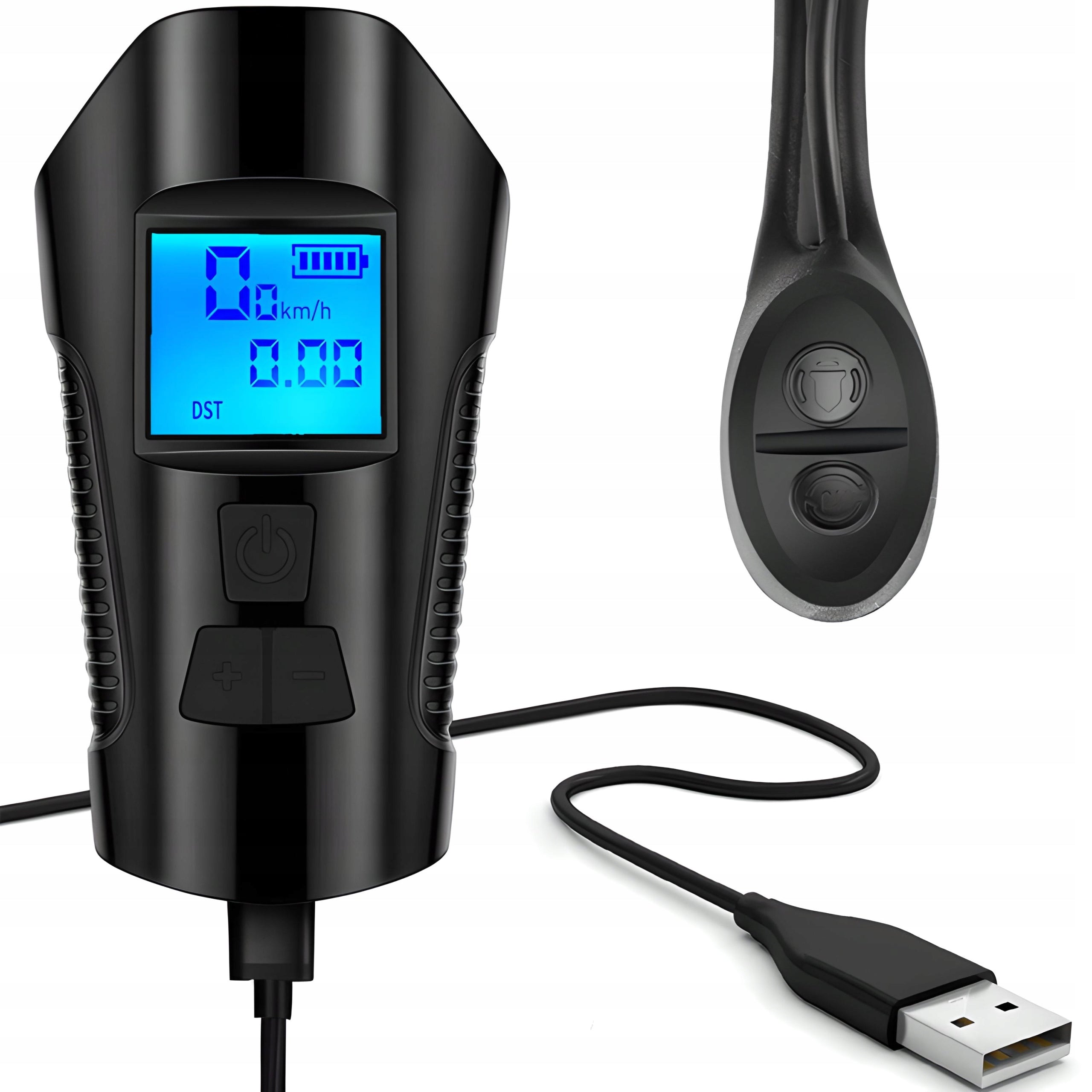 BICYCLE LIGHT FRONT LED USB WITH COUNTER MODES HORN BELL Packaging status original