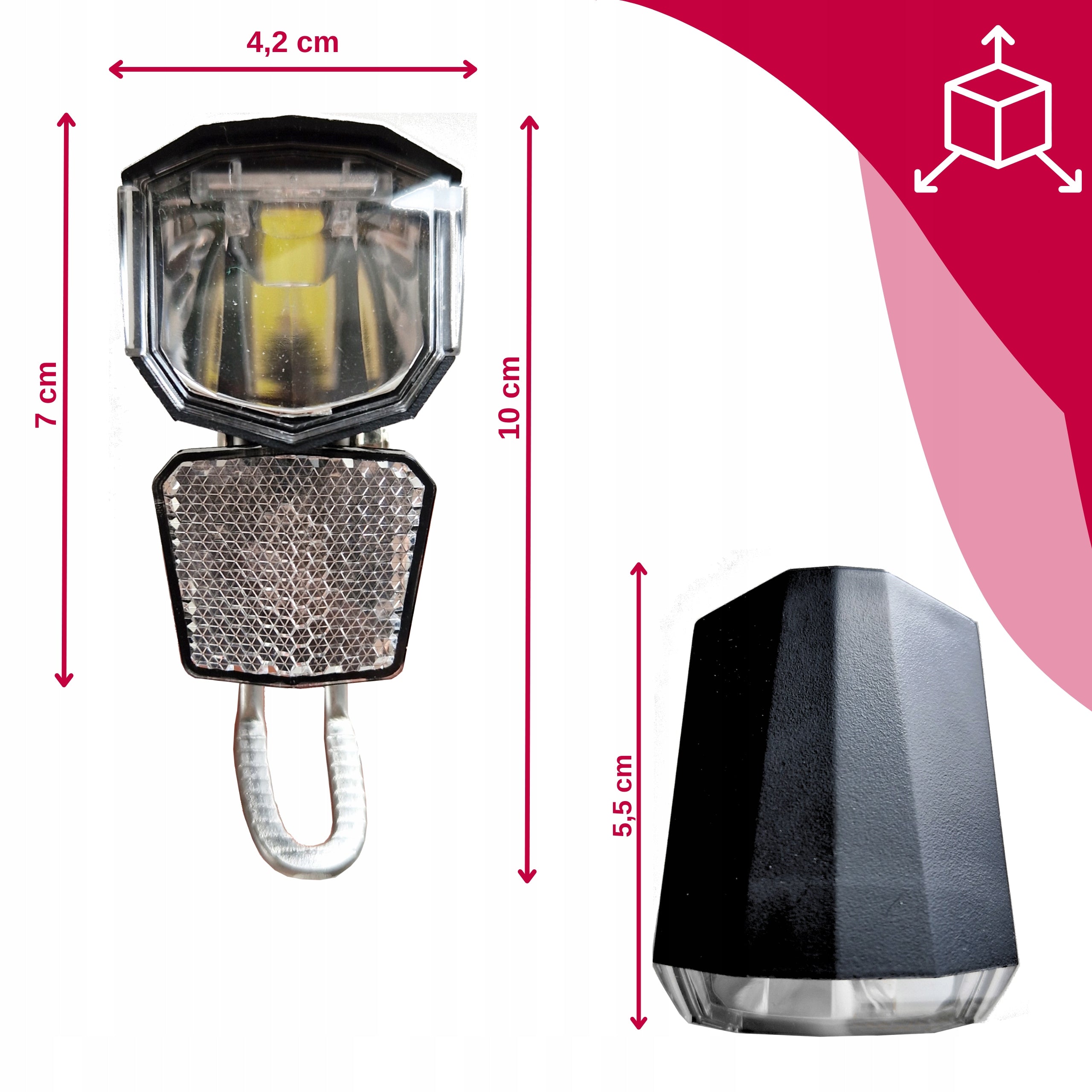BICYCLE LIGHT FRONT LED VELOXO LUMI GENERATOR DYNAMO SUPPORT Color black