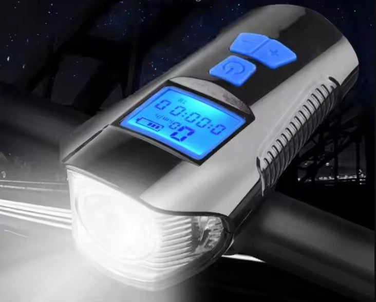 BICYCLE LIGHT FRONT REAR BICYCLE COUNTER SPEEDOMETER HORN 5IN1 LED Light beam 300 lm