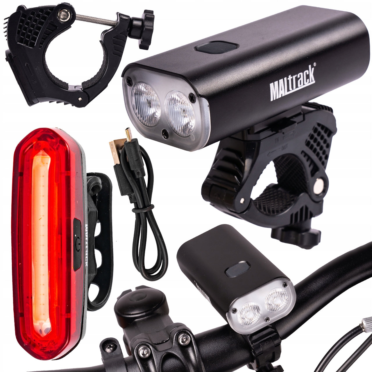 BICYCLE LIGHT FRONT+REAR IP65 WATERPROOF FOR BICYCLE ROTATION 360 LED 4400mAh