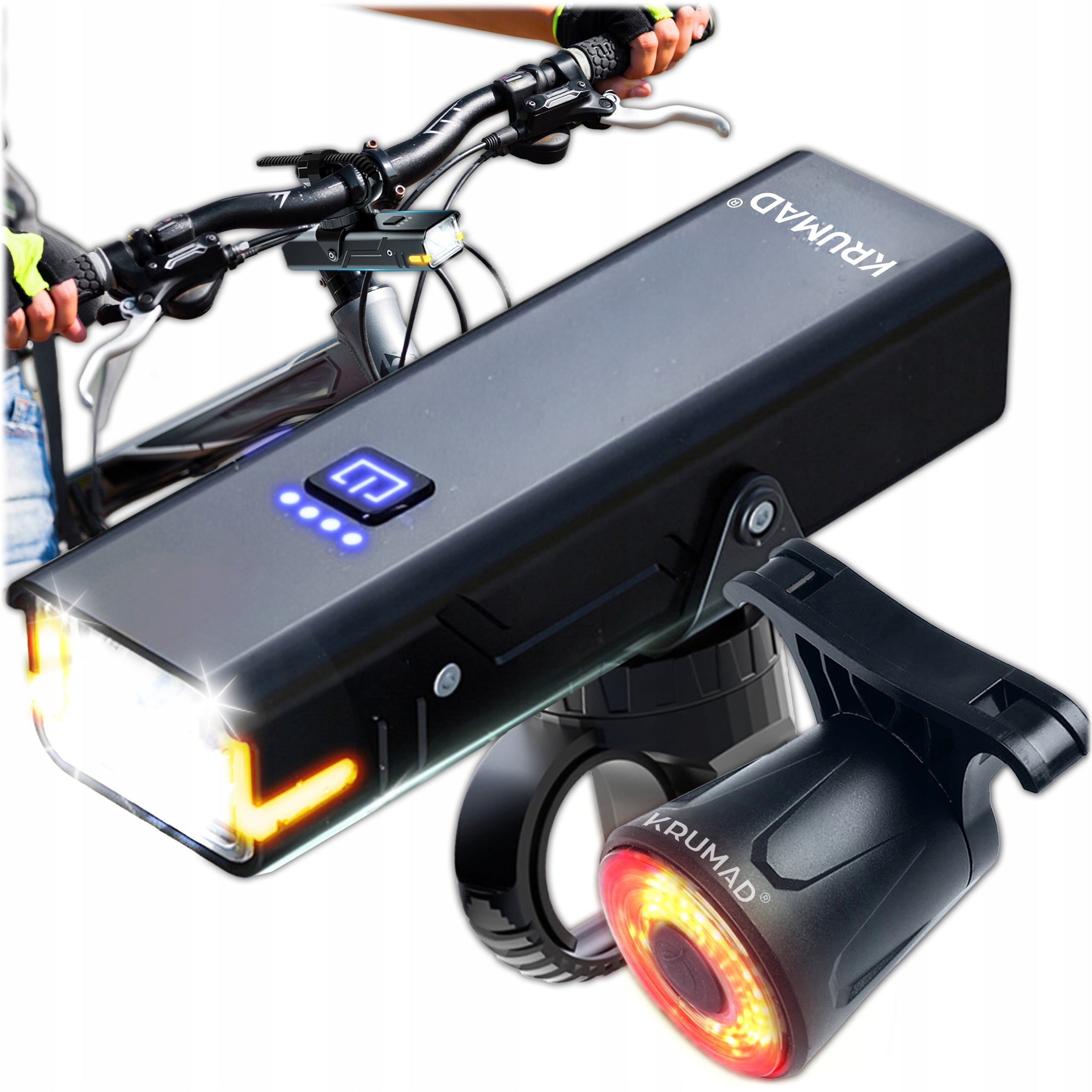 BICYCLE LIGHT FRONT REAR LED FRONT REAR RECHARGEABLE FLASHLIGHT 2x USB Packaging status original