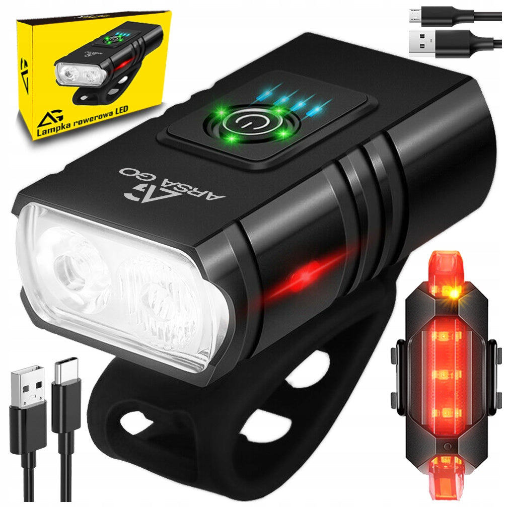 BICYCLE LIGHT FRONT REAR LED FRONT RECHARGEABLE USB LIGHT SET