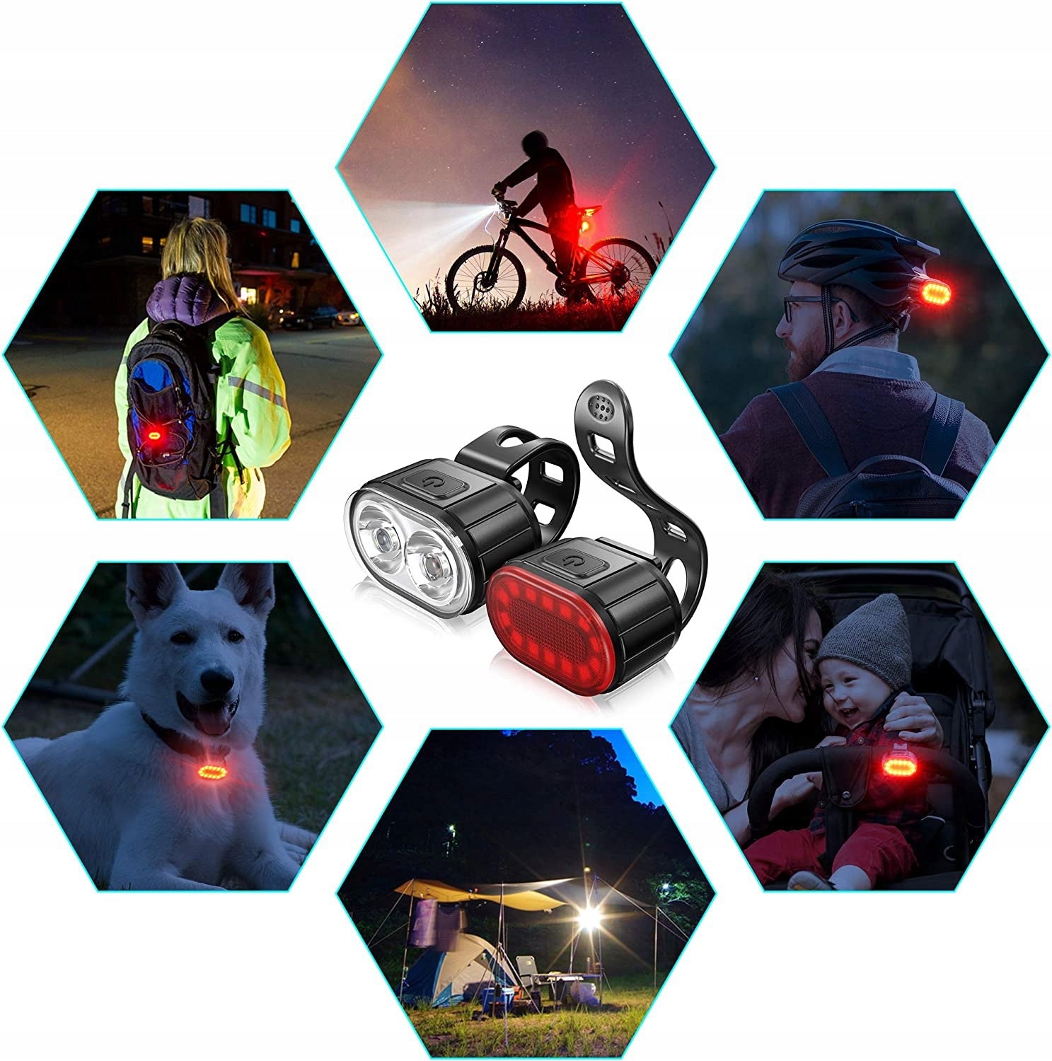 BICYCLE LIGHT FRONT REAR LED LIGHT FOR BICYCLE HANDLEBAR STRONG USB Kind set