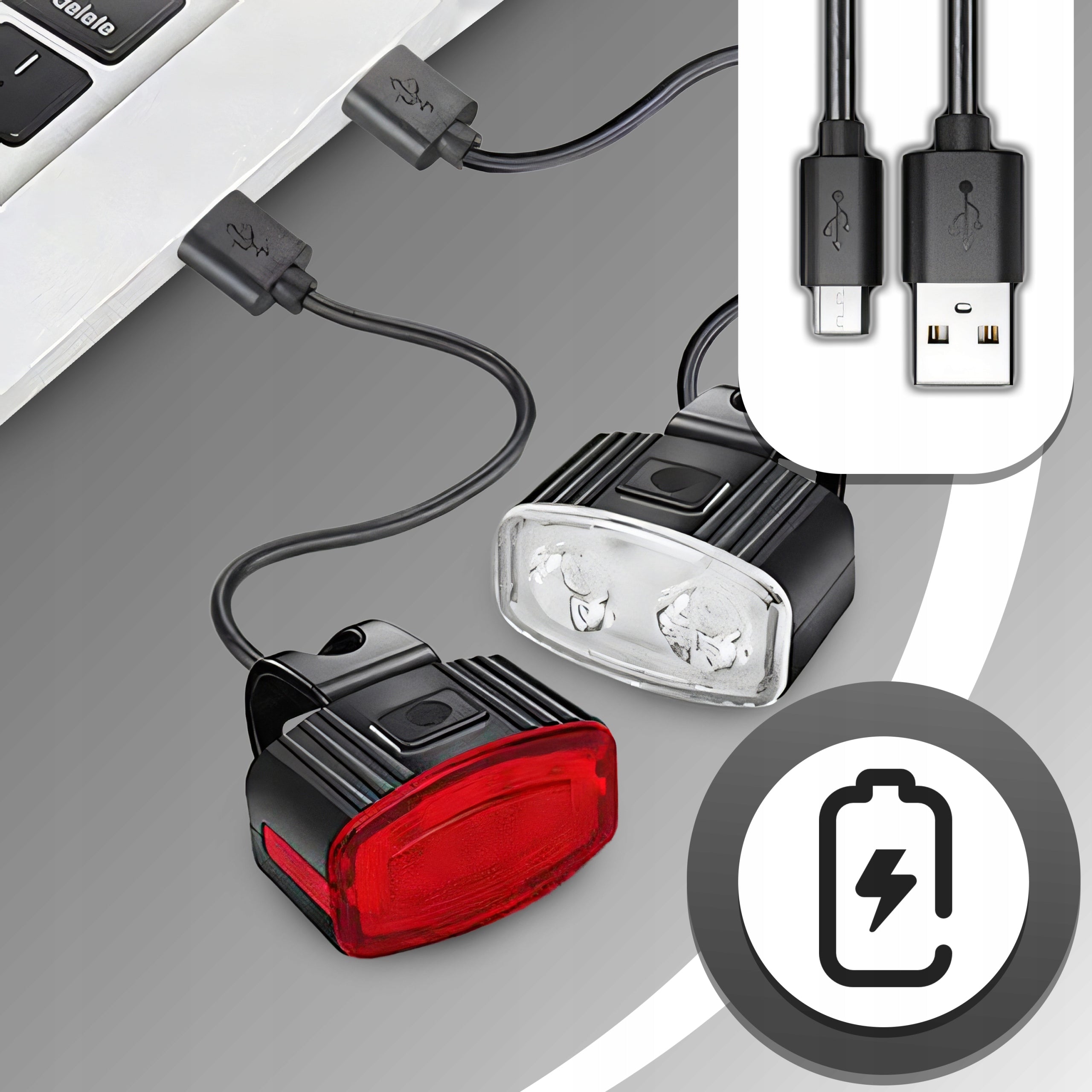 BICYCLE LIGHT FRONT REAR LED STRONG BATTERY FOR BIKE FRONT SET Brand RETOO