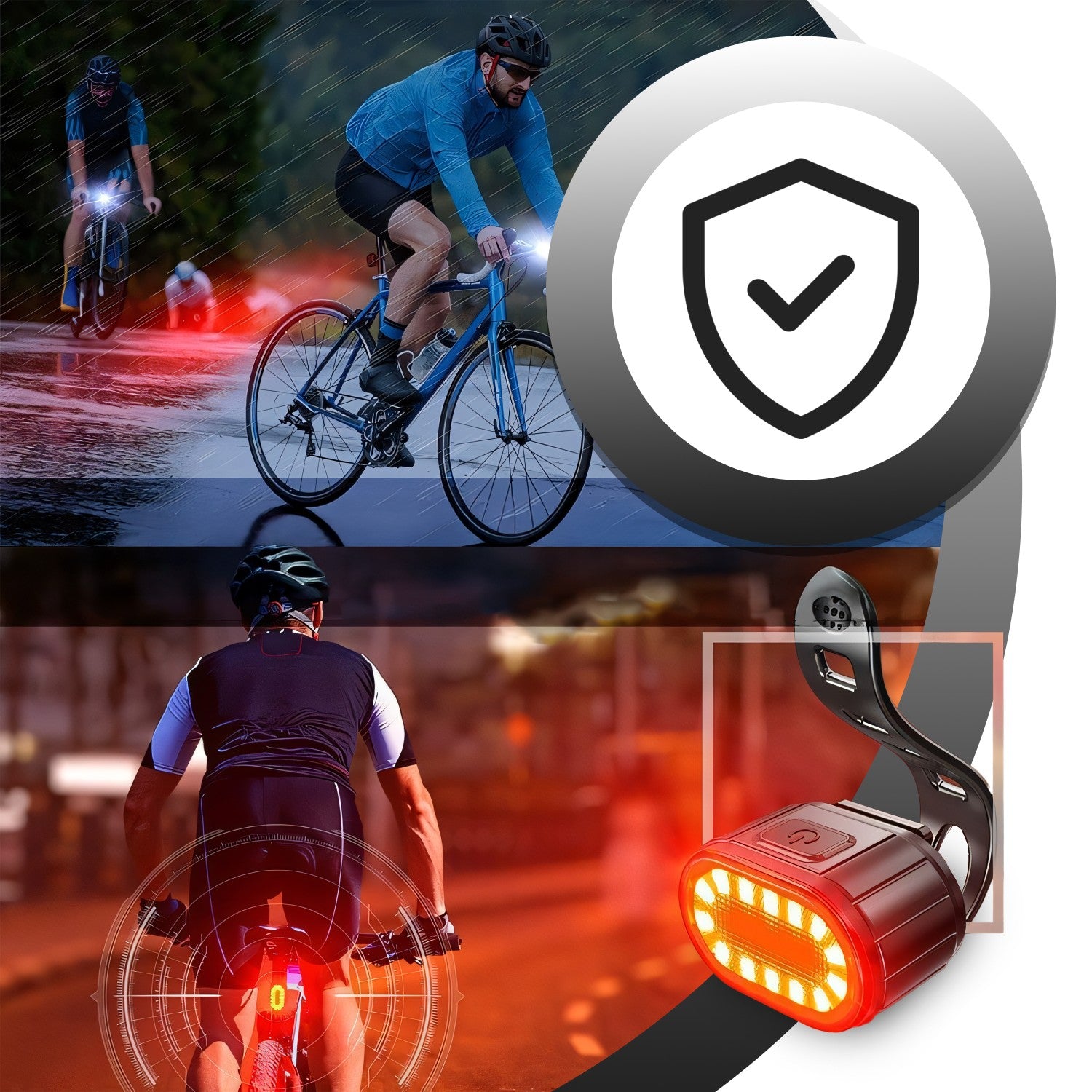 BICYCLE LIGHT FRONT REAR LED STRONG BATTERY FOR BIKE FRONT SET Light beam 800 lm