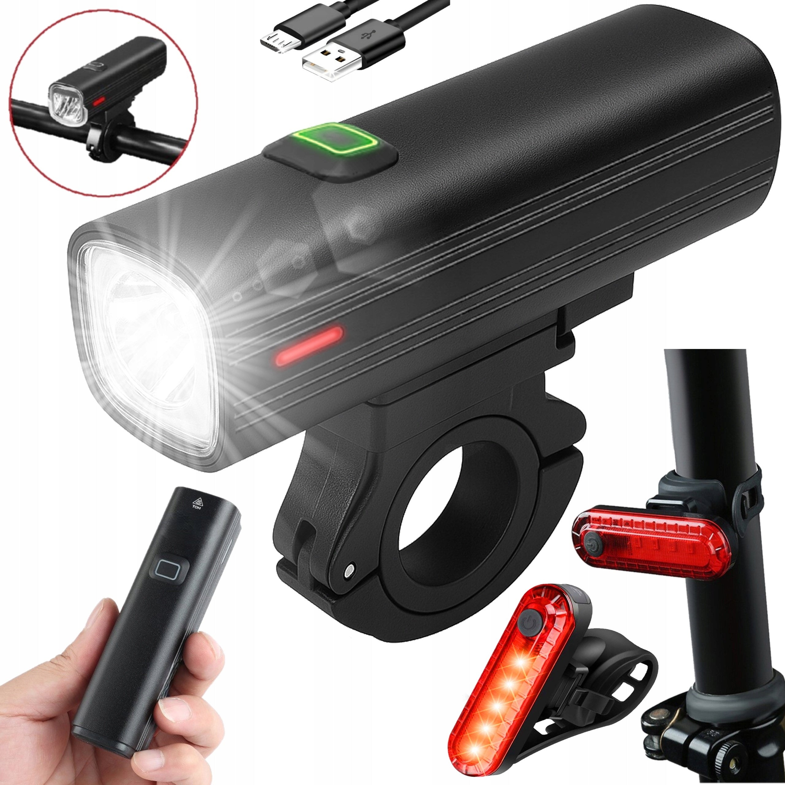 BICYCLE LIGHT FRONT REAR LED STRONG CORDLESS BIKE KIT