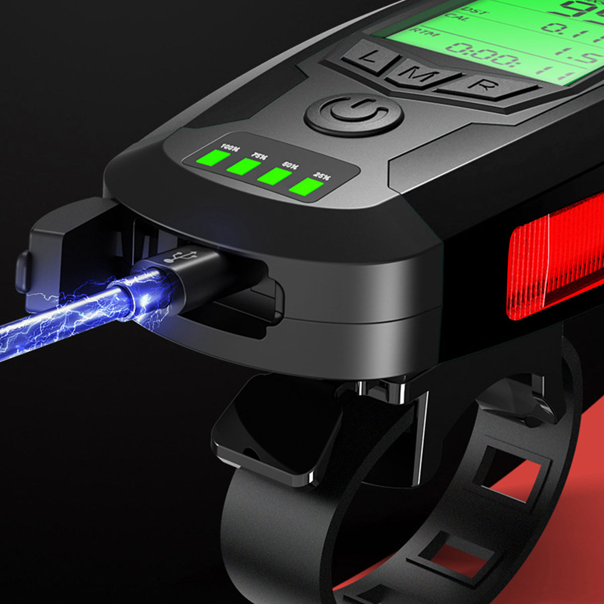 BICYCLE LIGHT FRONT REAR LED WITH USB COUNTER BELL HORN Model 4069700162117