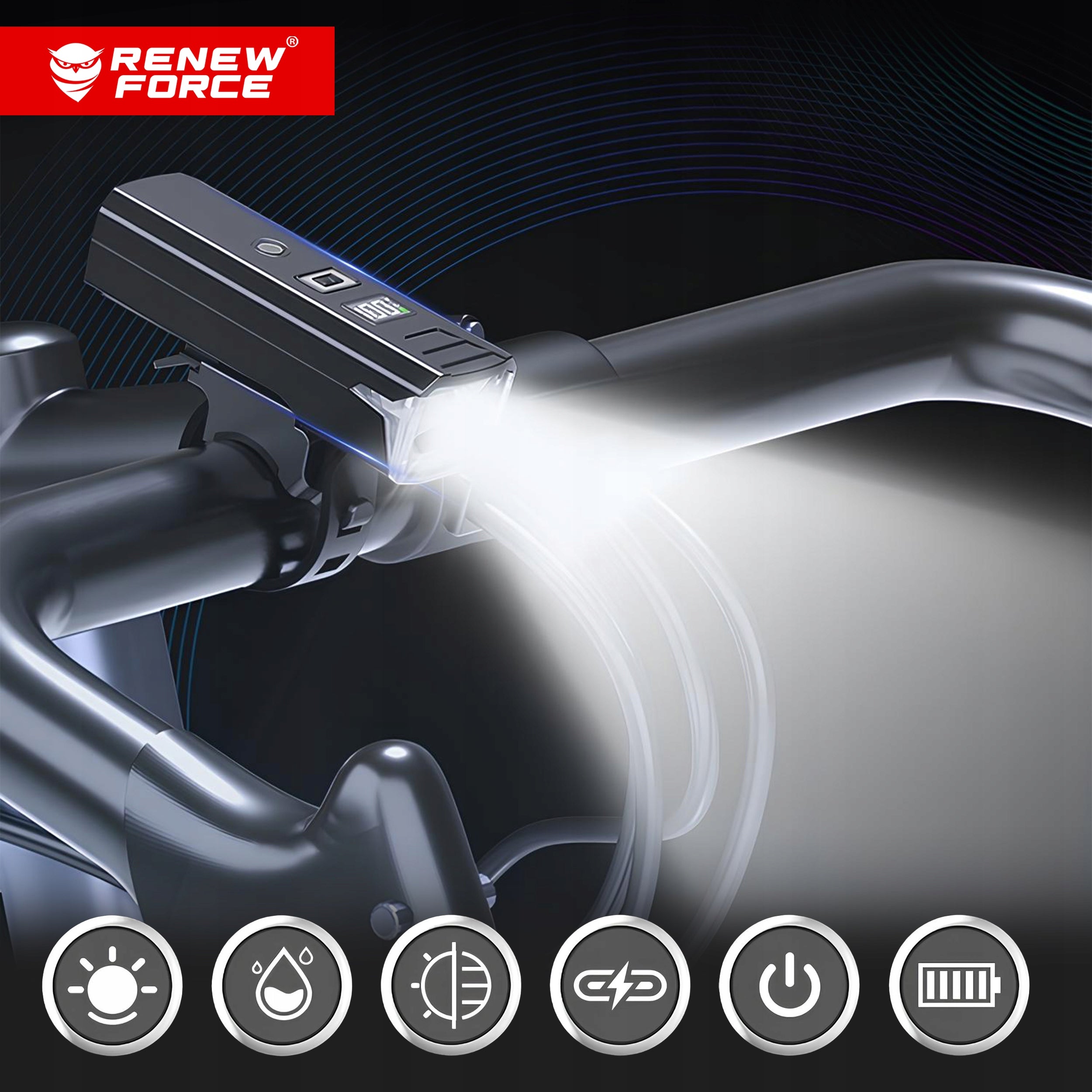 BICYCLE LIGHT FRONT REAR PILOT HORN 1200lm 2000mAh FOR BICYCLE 13H Kind set