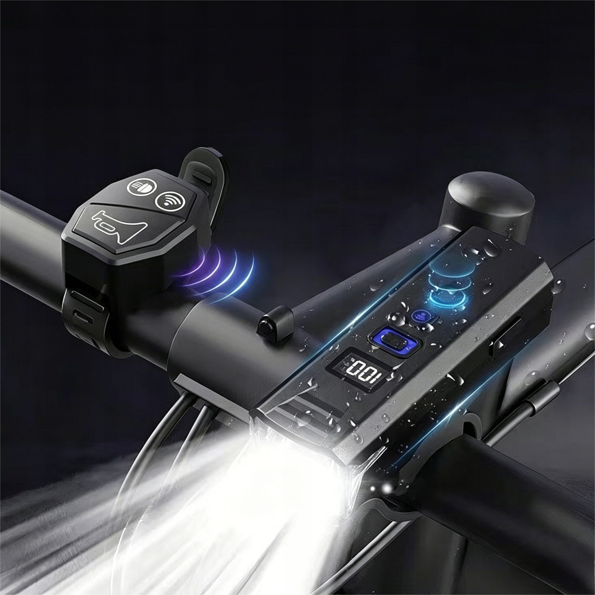 BICYCLE LIGHT FRONT REAR REMOTE CONTROL HORN 1200lm 2000mAh FOR BIKE Kind set