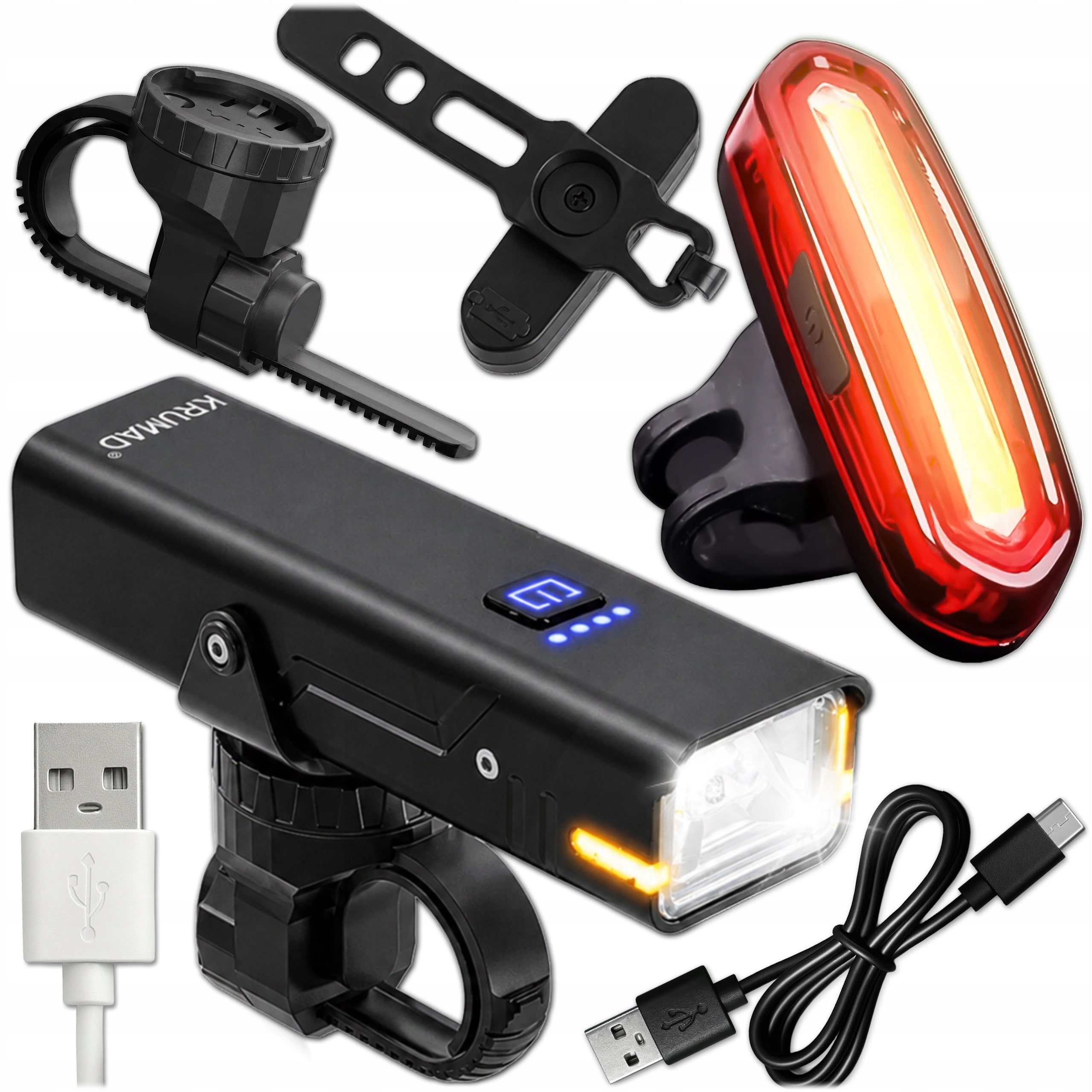 BICYCLE LIGHT FRONT REAR STRONG LED FRONT REAR FLASHLIGHT SET OF 5 MODES
