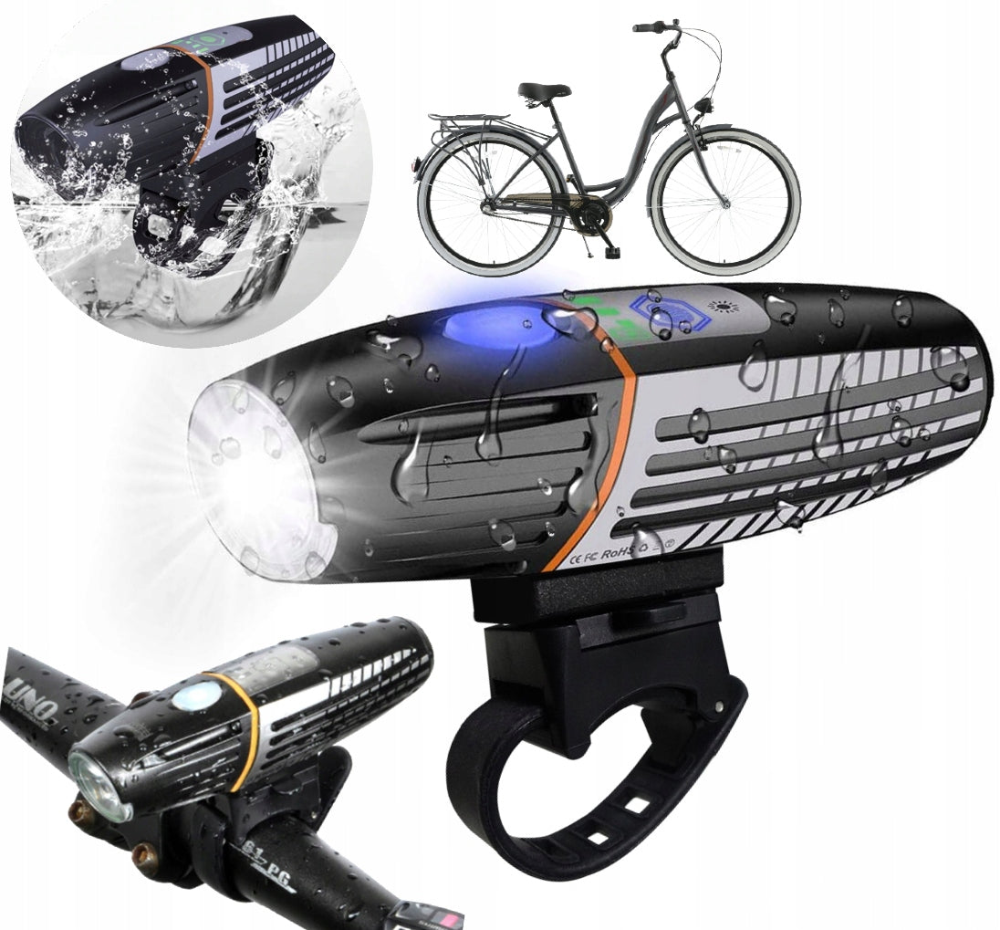 BICYCLE LIGHT FRONT RECHARGEABLE USB for bike WATERPROOF led IP65 Packaging status original