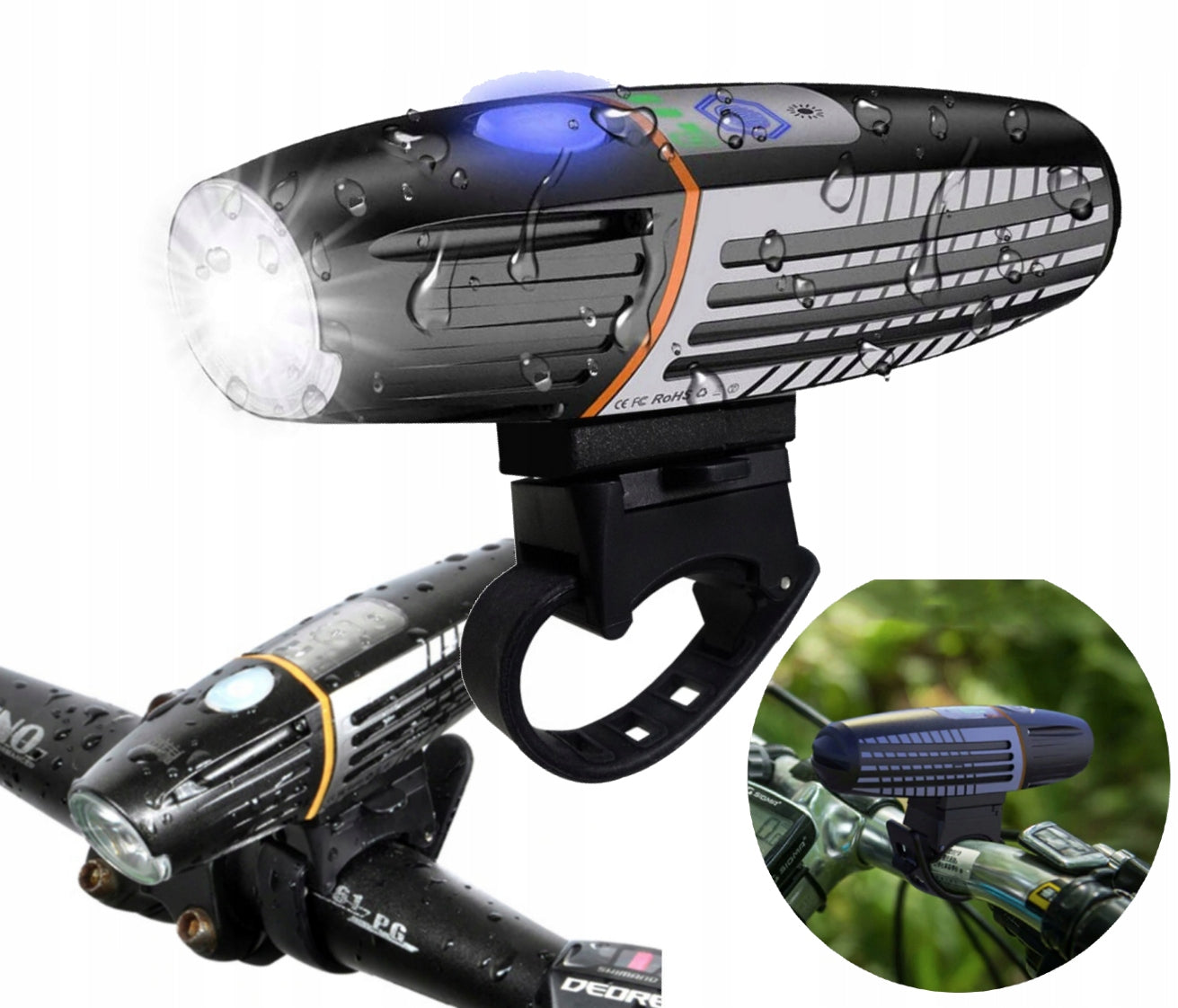 BICYCLE LIGHT FRONT RECHARGEABLE USB for bike WATERPROOF led IP65