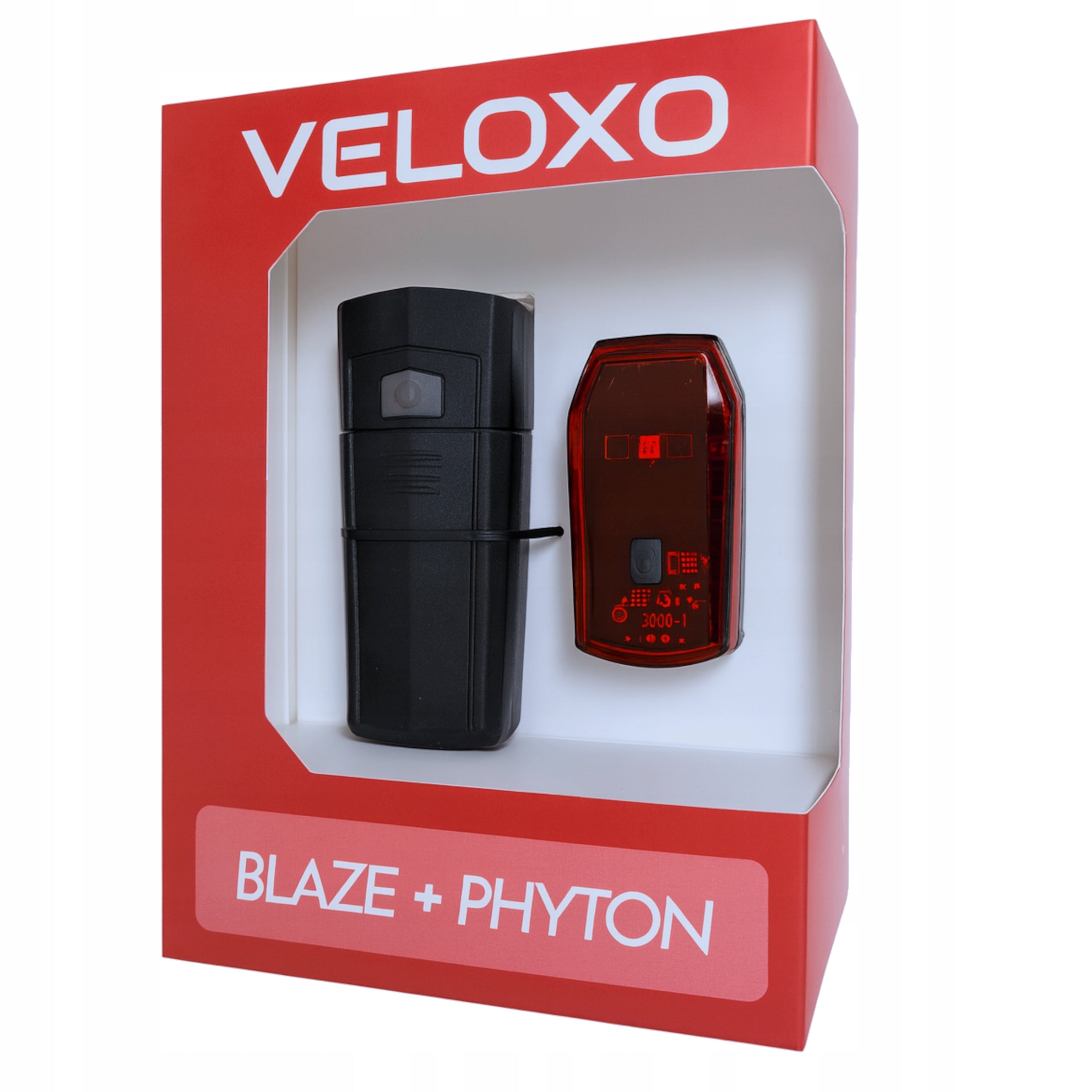BICYCLE LIGHT FRONT STRONG LED LIGHTING SET VELOXO FRONT AND REAR Color black