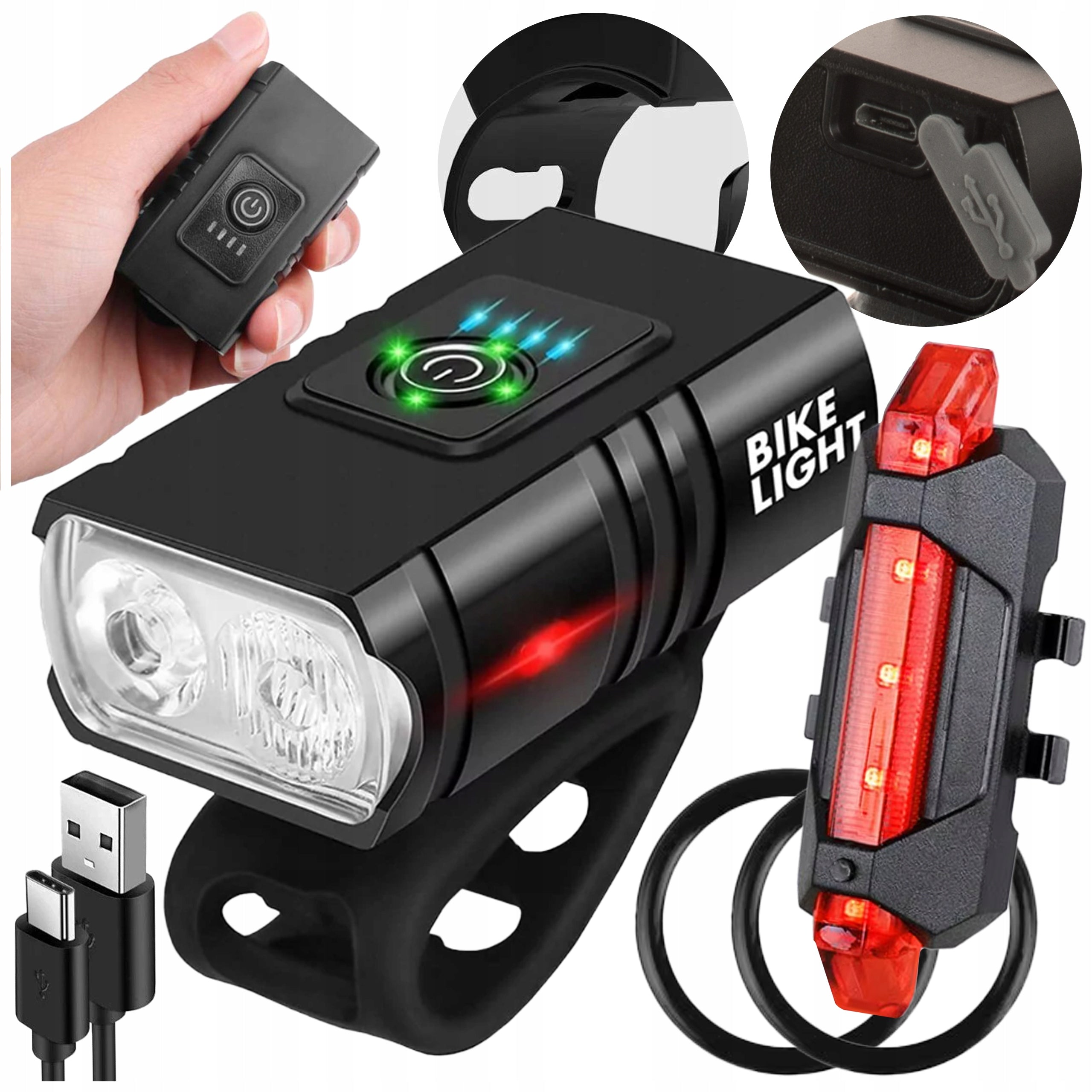 BICYCLE LIGHT Front Rear USB Steering Wheel BATTERY KIT