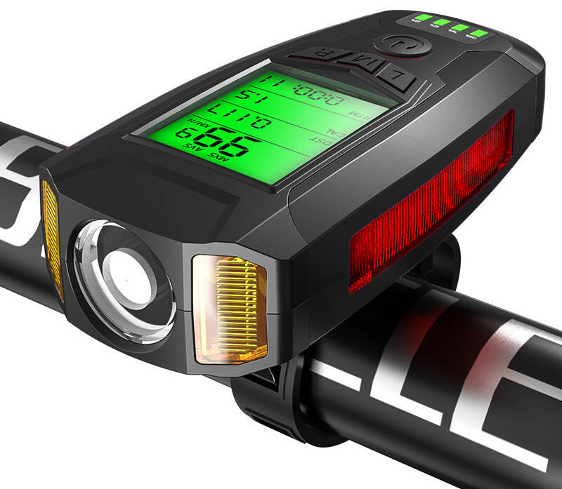 BICYCLE LIGHT LAMP WITH ALARM COUNTER HORN METER ALARM