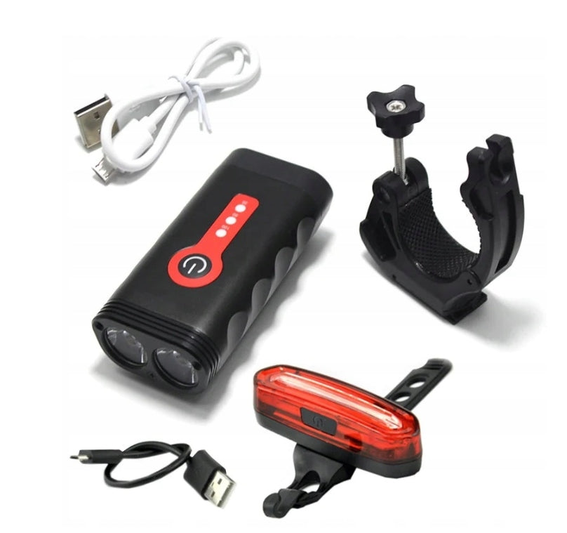 BICYCLE LIGHT LED BIKE FLASHLIGHT FRONT REAR SET 1800lm STRONG DURABLE Manufacturer code 5905370205398