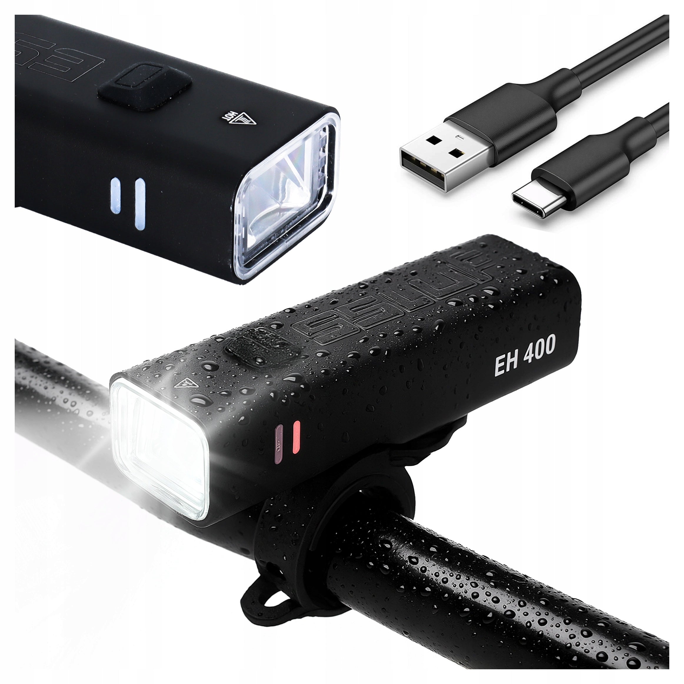 BICYCLE LIGHT LED FLASHLIGHT FRONT TO USB HANDLEBAR BIKE STRONG 2000mah